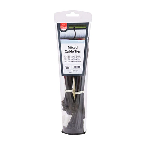 Cable Ties Mixed Black & Natural (200 Pack)