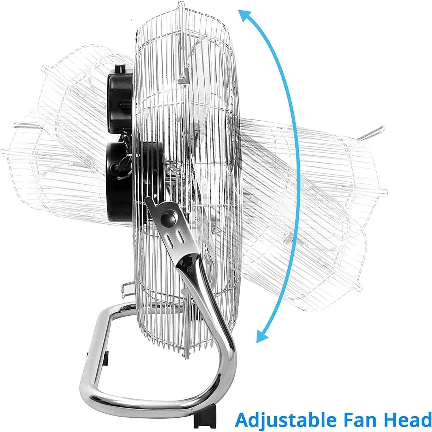 Chrome Floor Fan for Homes, Gyms, Bedrooms & Kitchens | with 3 Fan Speeds and Adjustable Tilt - Image 3
