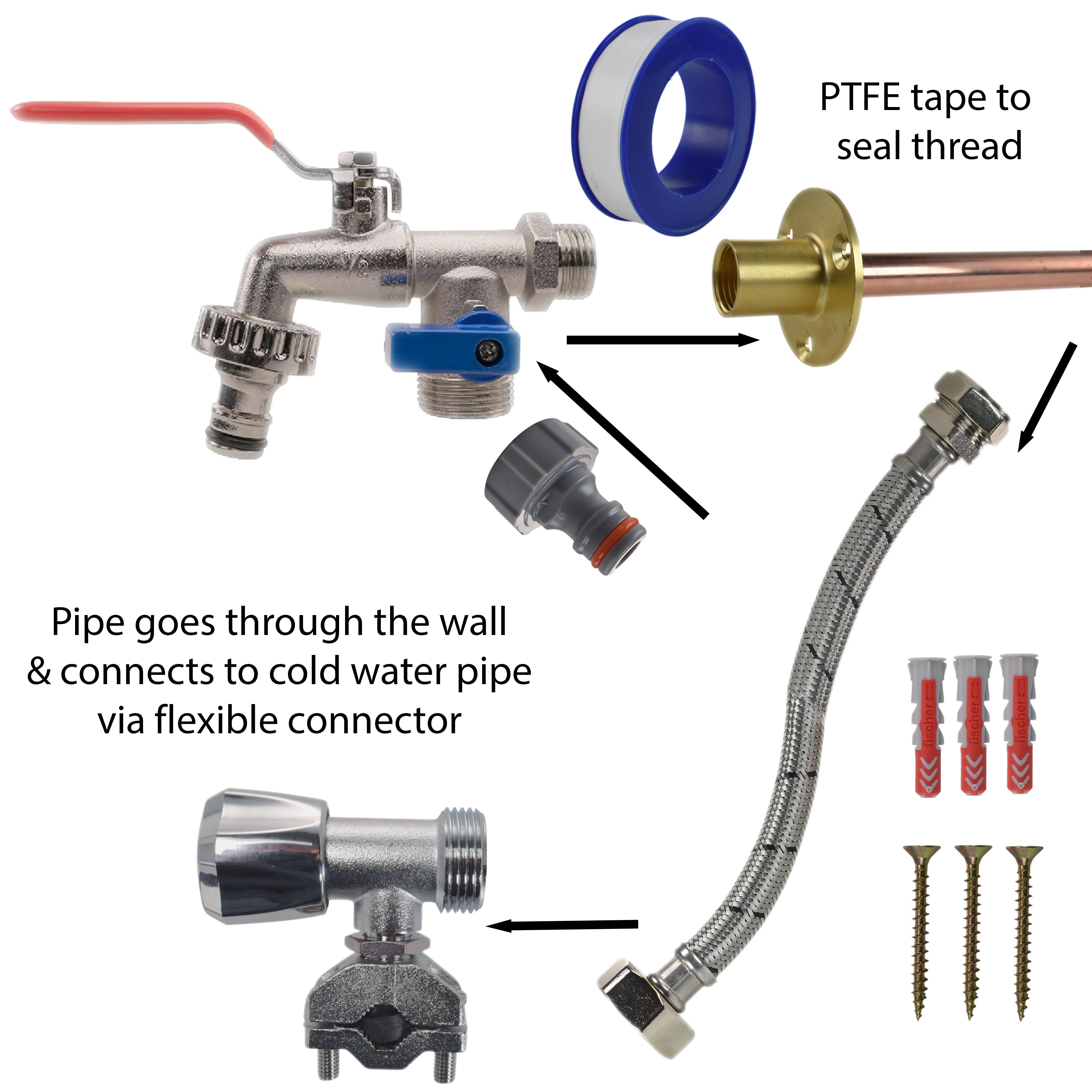 Double Lever Tap FULL Connection Kit - Image 3