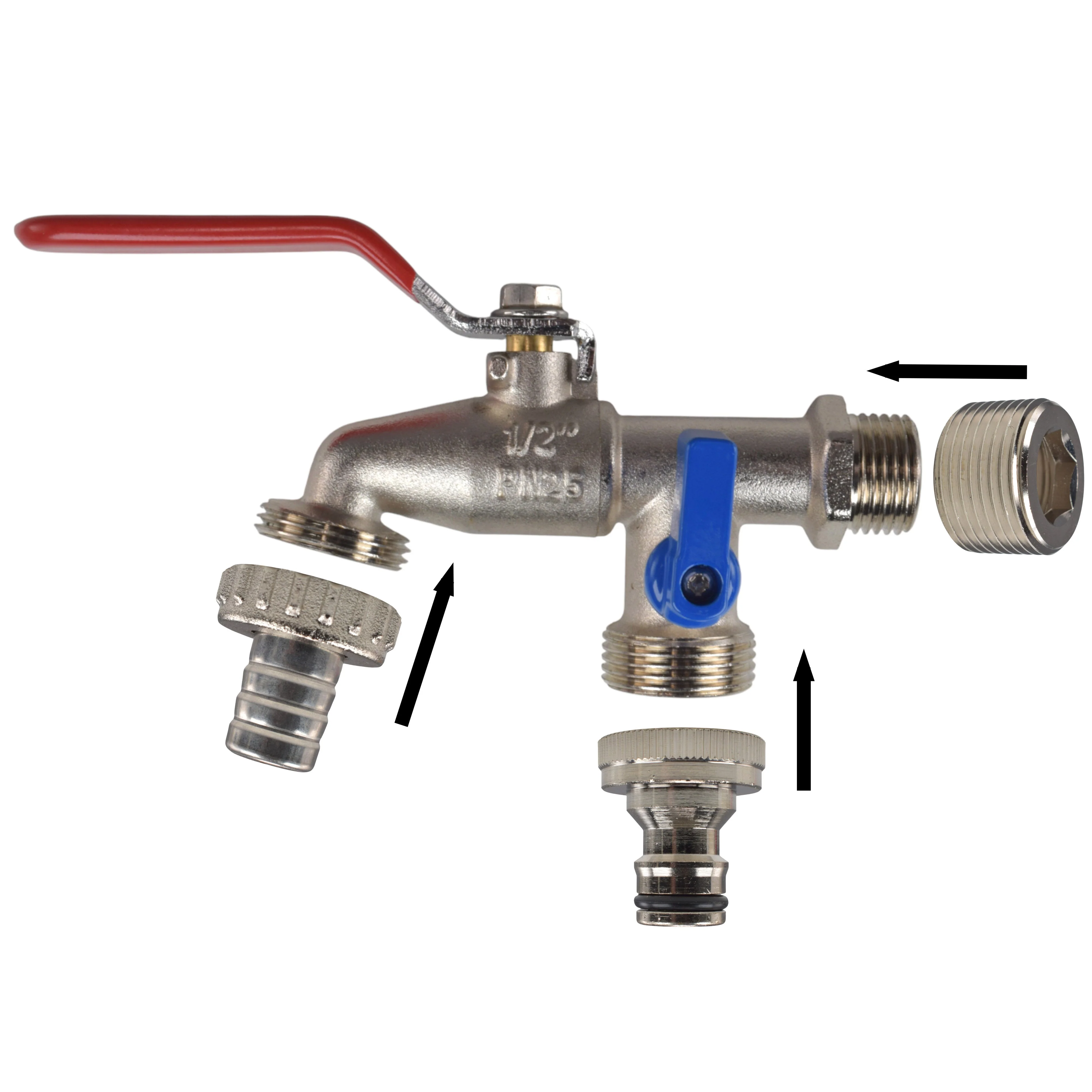 Double Lever Tap Kit with Barb/Quick Connect Outlet, 1/2" and 3/4" BSP Thread Inlet - Image 19