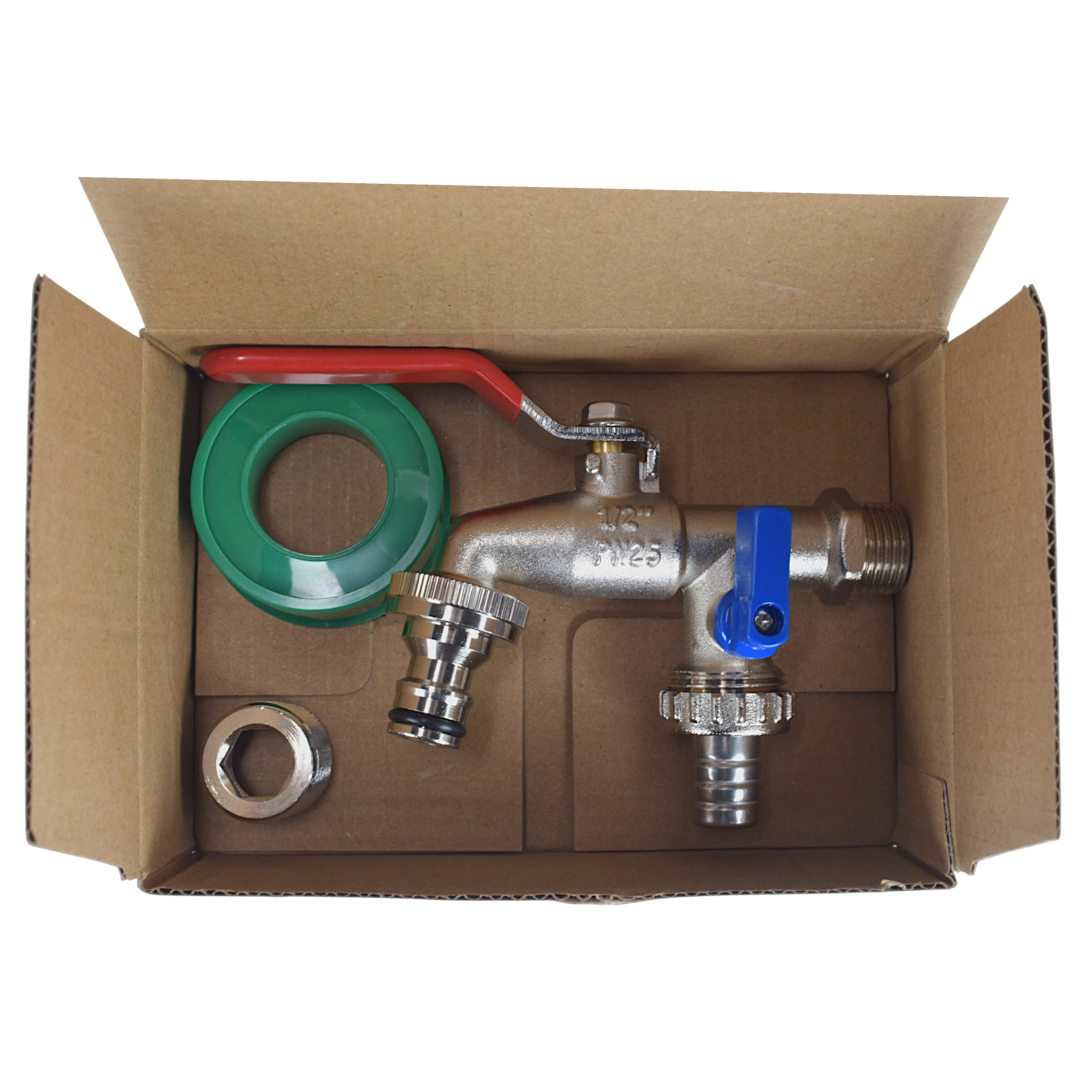 Double Lever Tap Kit with Barb/Quick Connect Outlet, 1/2" and 3/4" BSP Thread Inlet - Image 2