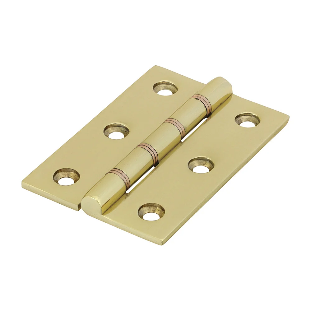 Double Phosphor Bronze Washered Hinges - Solid Brass - Polished Brass - Image 3