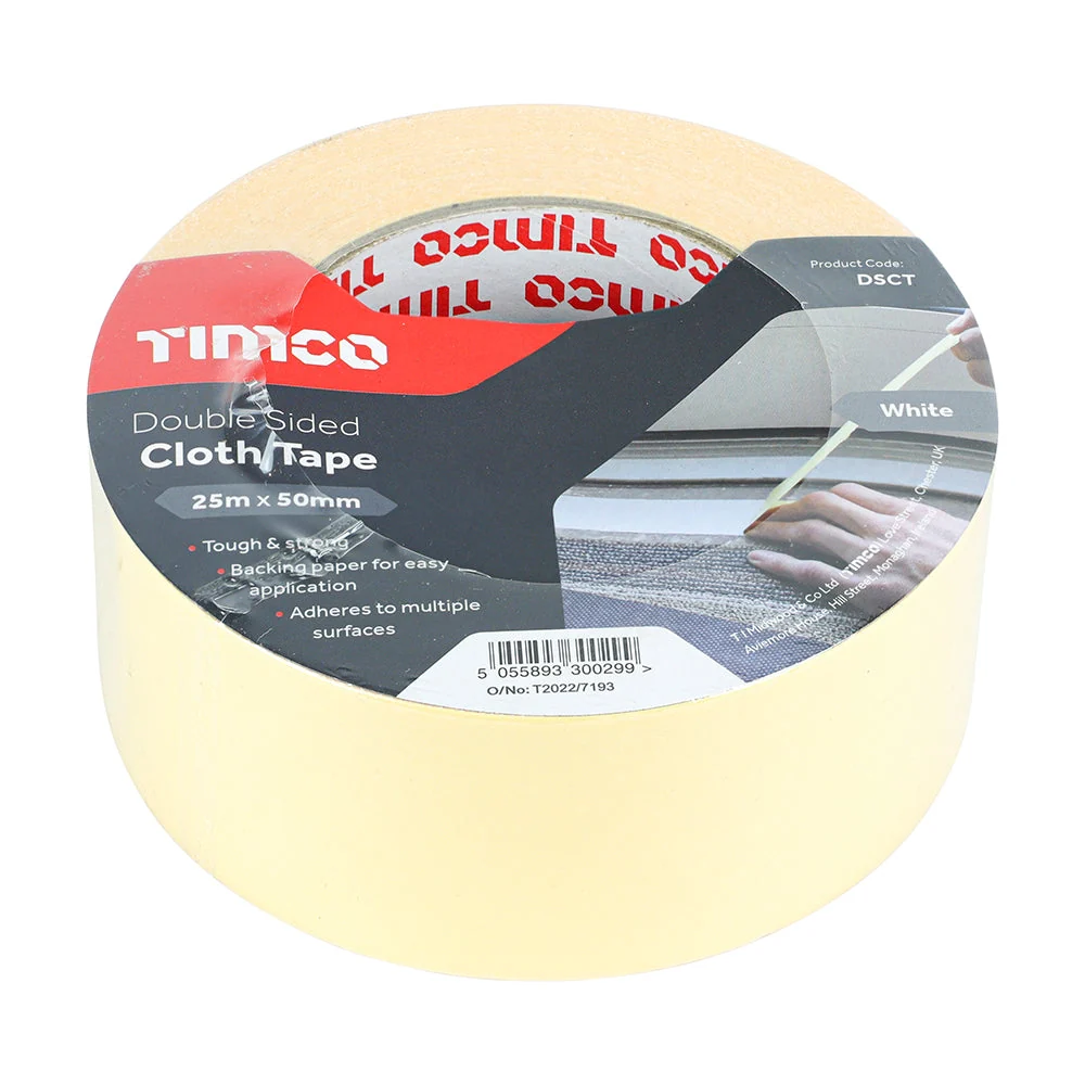 Double Sided Cloth Tape - 50m - White