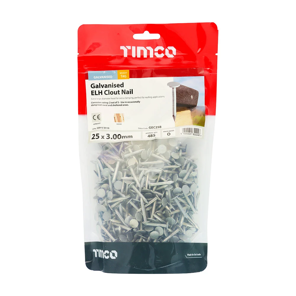 Extra Large Head Clout Nails – Galvanised – 1kg Bags - Image 6