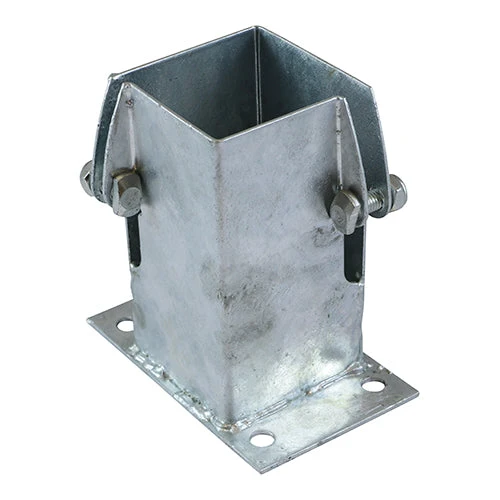 Flush Fit Bolt Down Fencing Post Shoe - Bolt Secure - Hot Dipped Galvanised (Pack of 10)