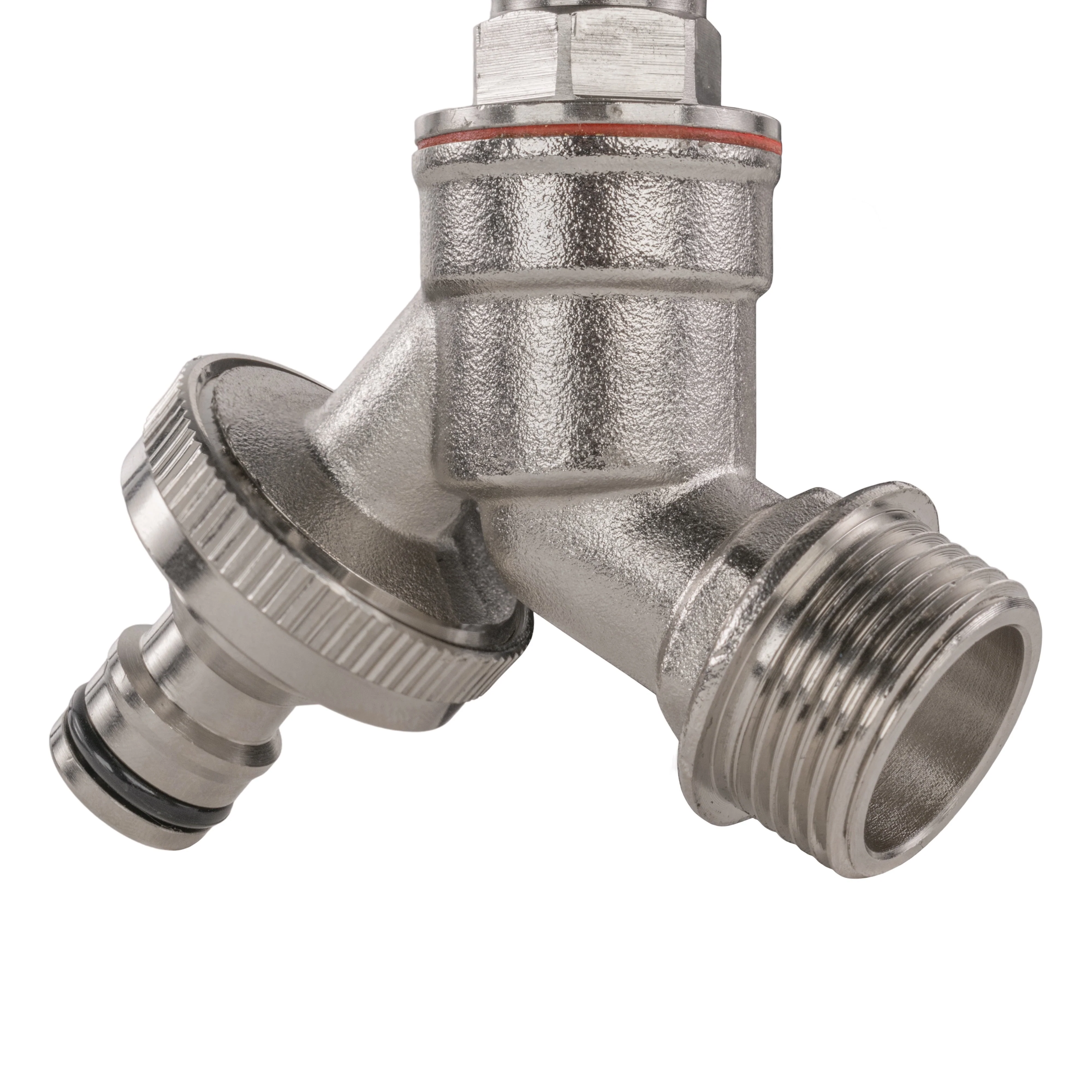 Garden Bib Tap Brass Nickle Plated 1/2" BSPM Inlet + Snap-On Male - Image 5