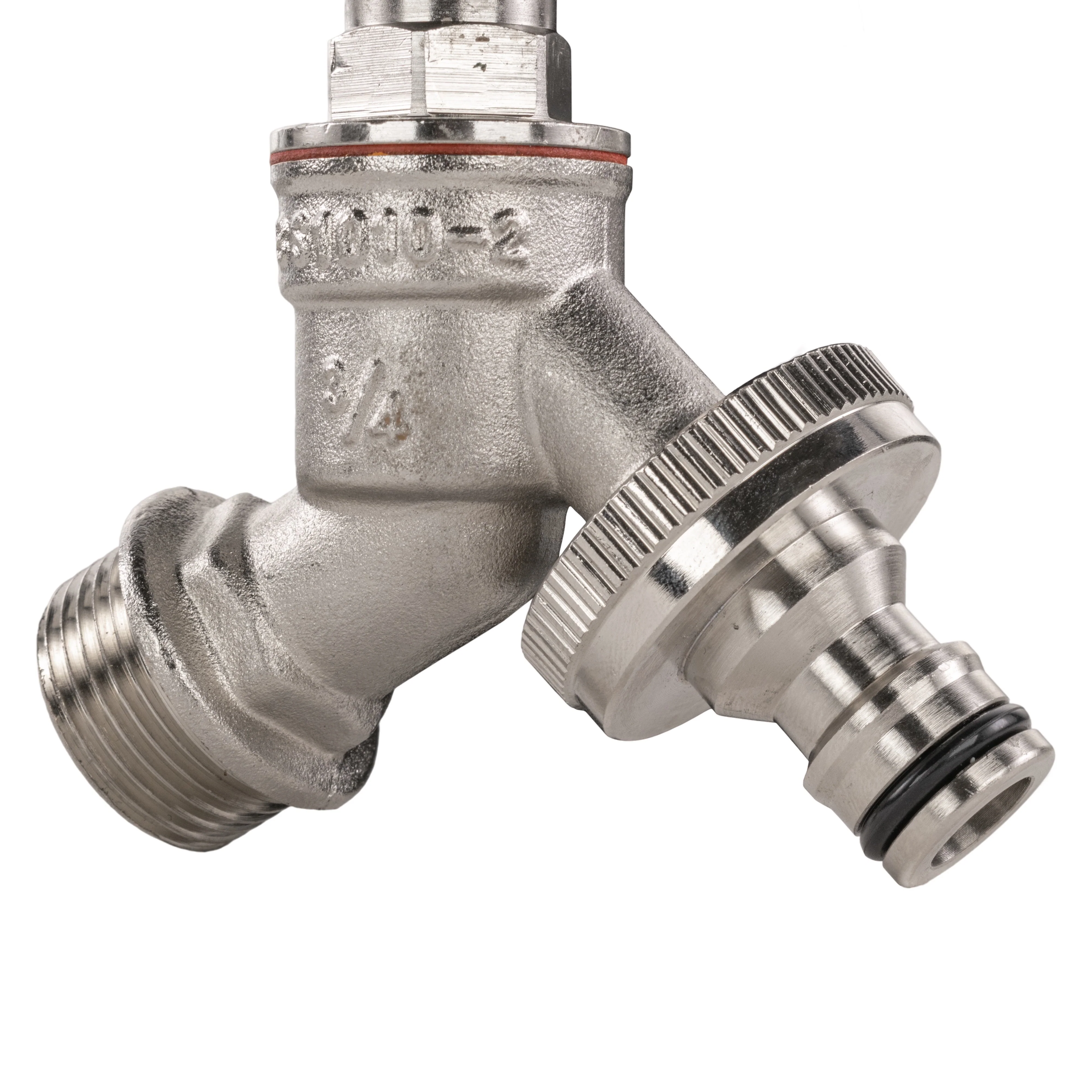 Garden Bib Tap Brass Nickle Plated 3/4" BSPM Inlet + Snap-On Male - Image 3