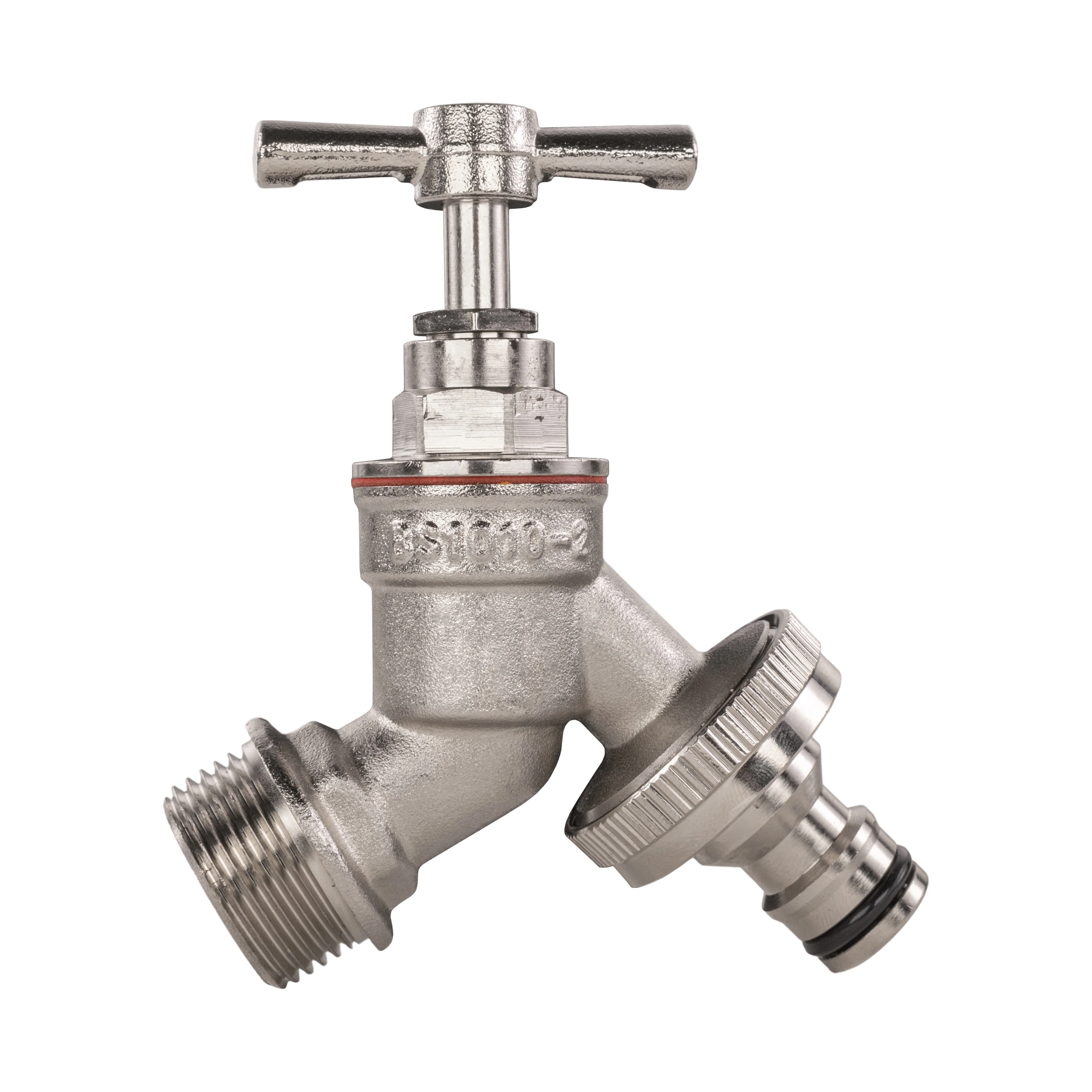 Garden Bib Tap Brass Nickle Plated 3/4" BSPM Inlet + Snap-On Male - Image 6