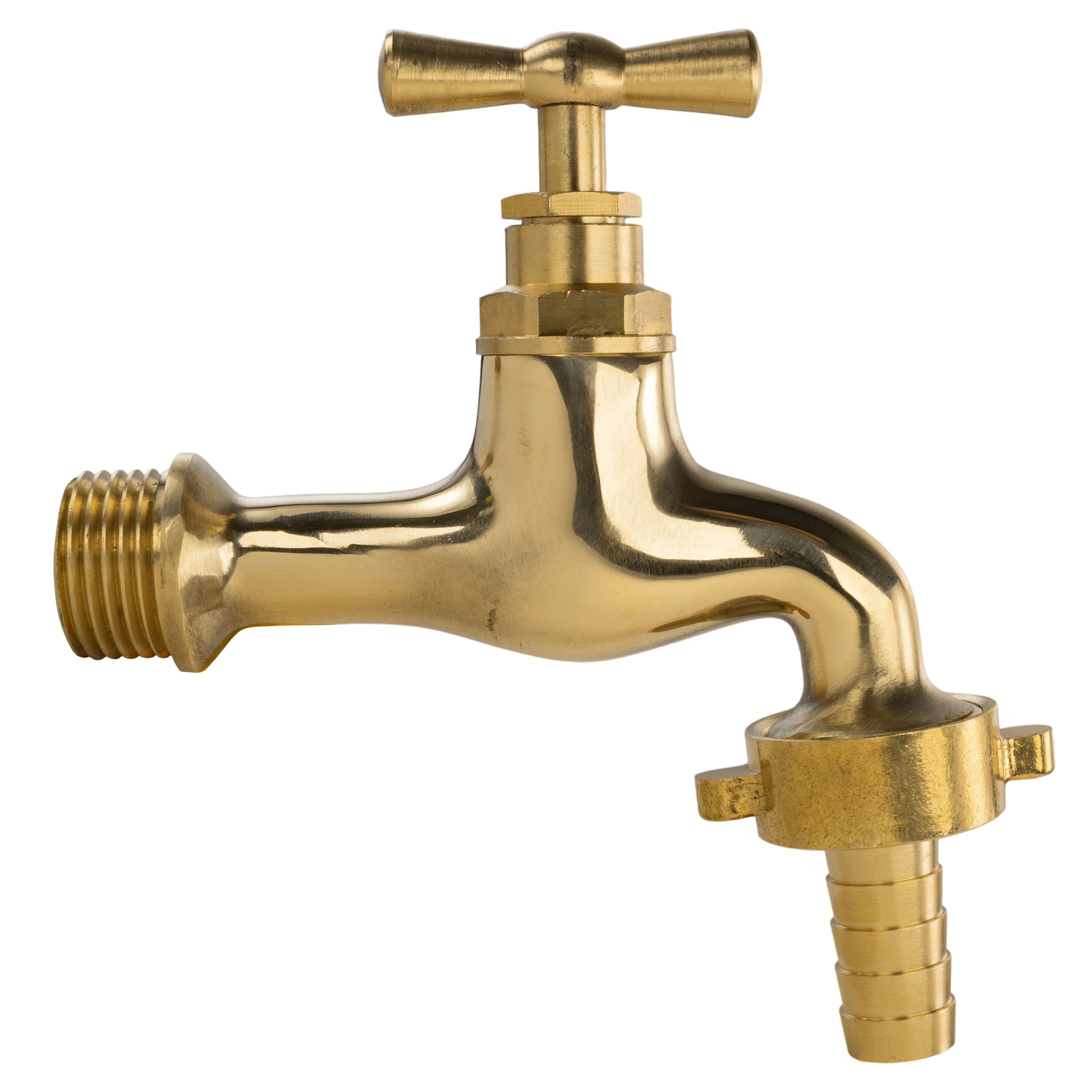 Garden Tap Polished Brass 1/2" BSPM - 13mm Barb - Image 7