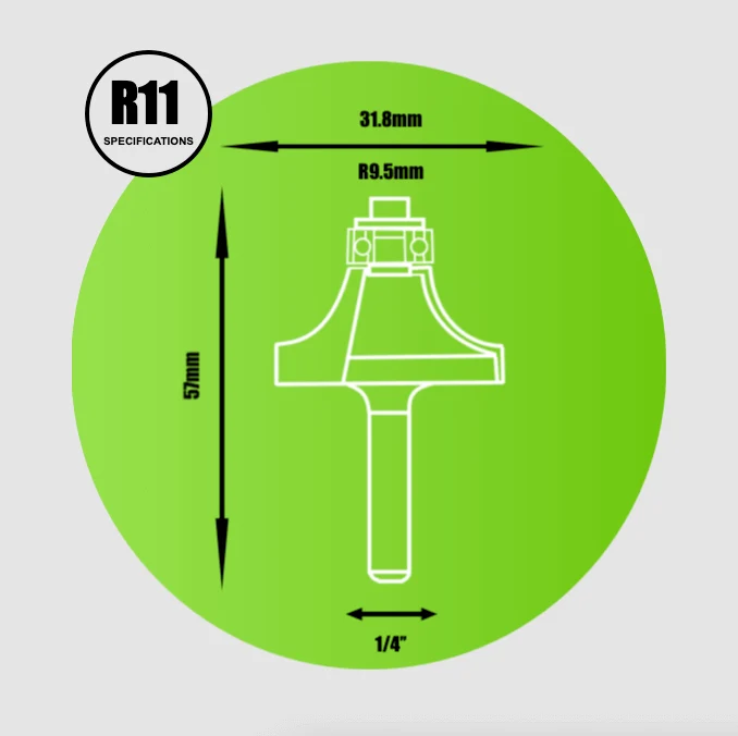 Key Blades 1/4" Rounding Over Router Cutter 9.5mm Radius - R11 - Image 2