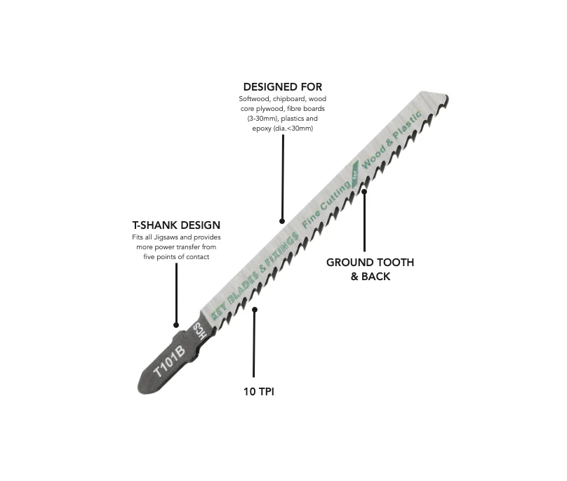 Key Blades T101B Jigsaw Blades 5 Pack - 1111 - Image 3
