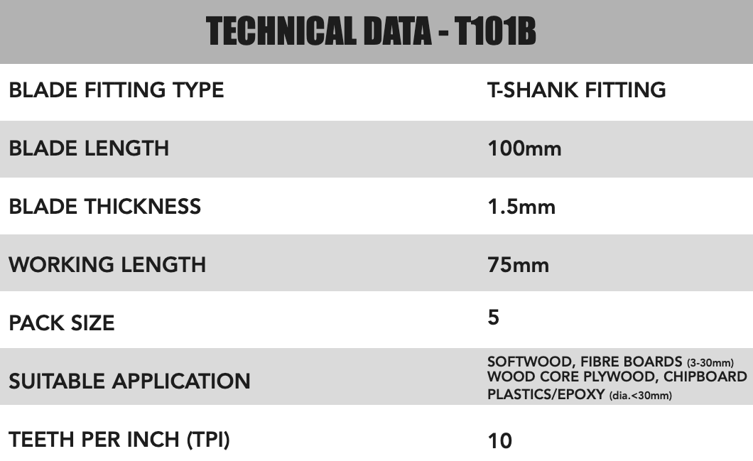 Key Blades T101B Jigsaw Blades 5 Pack - 1111 - Image 4
