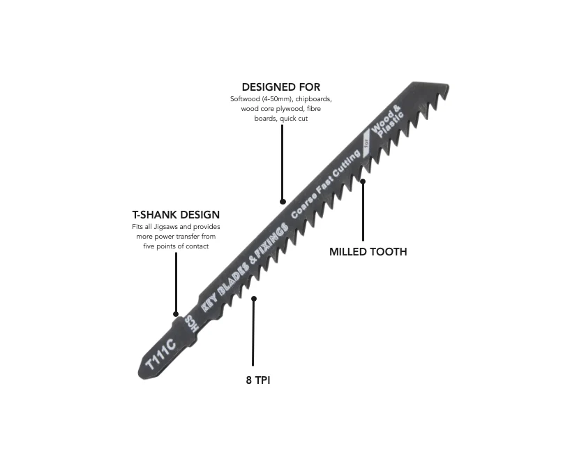 Key Blades T111C Jigsaw Blades 5 Pack - 1133 - Image 3