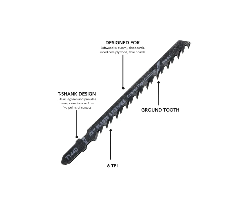Key Blades T144D Jigsaw Blades 5 Pack - 1144 - Image 3