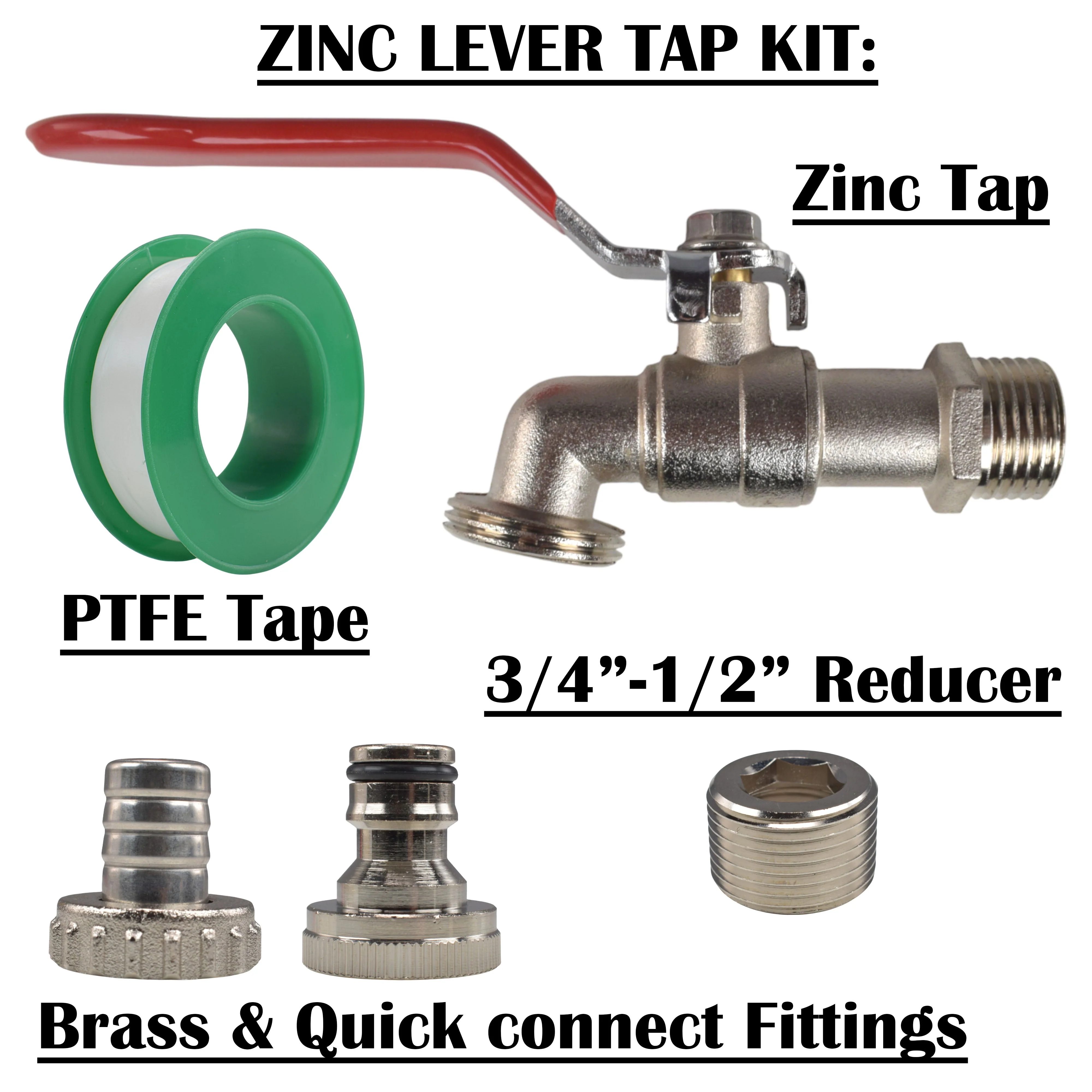 Lever Tap Kit with Barb/Quick Connect Outlet, 1/2" and 3/4" BSP Thread Inlet - Image 23