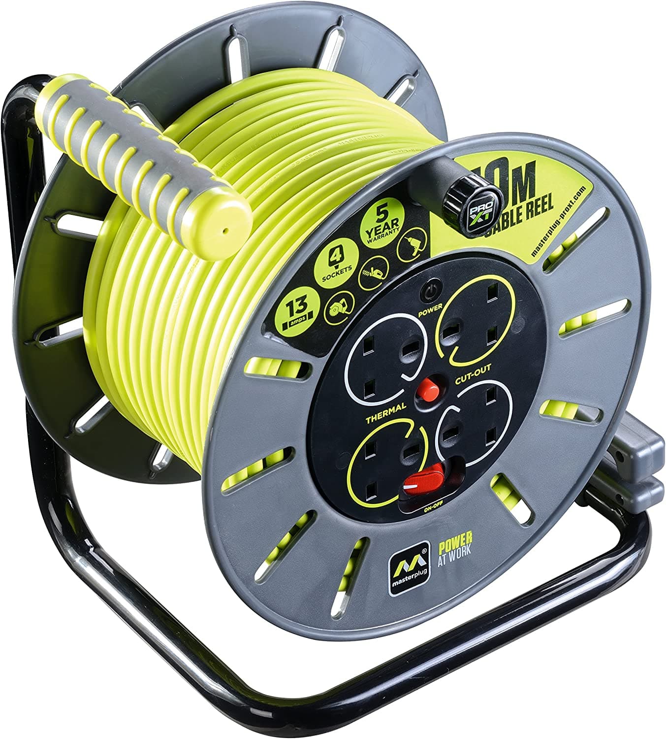 Masterplug 50m 4-Socket 13A Heavy Duty Extension Cable Reel - Image 3