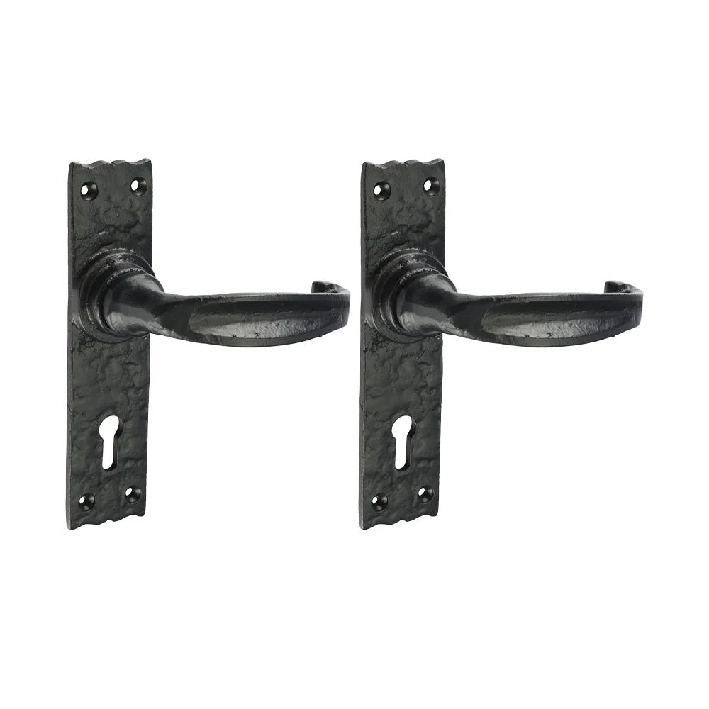 Narrow Style Lever Lock Handle – Antique Black - 155 × 37