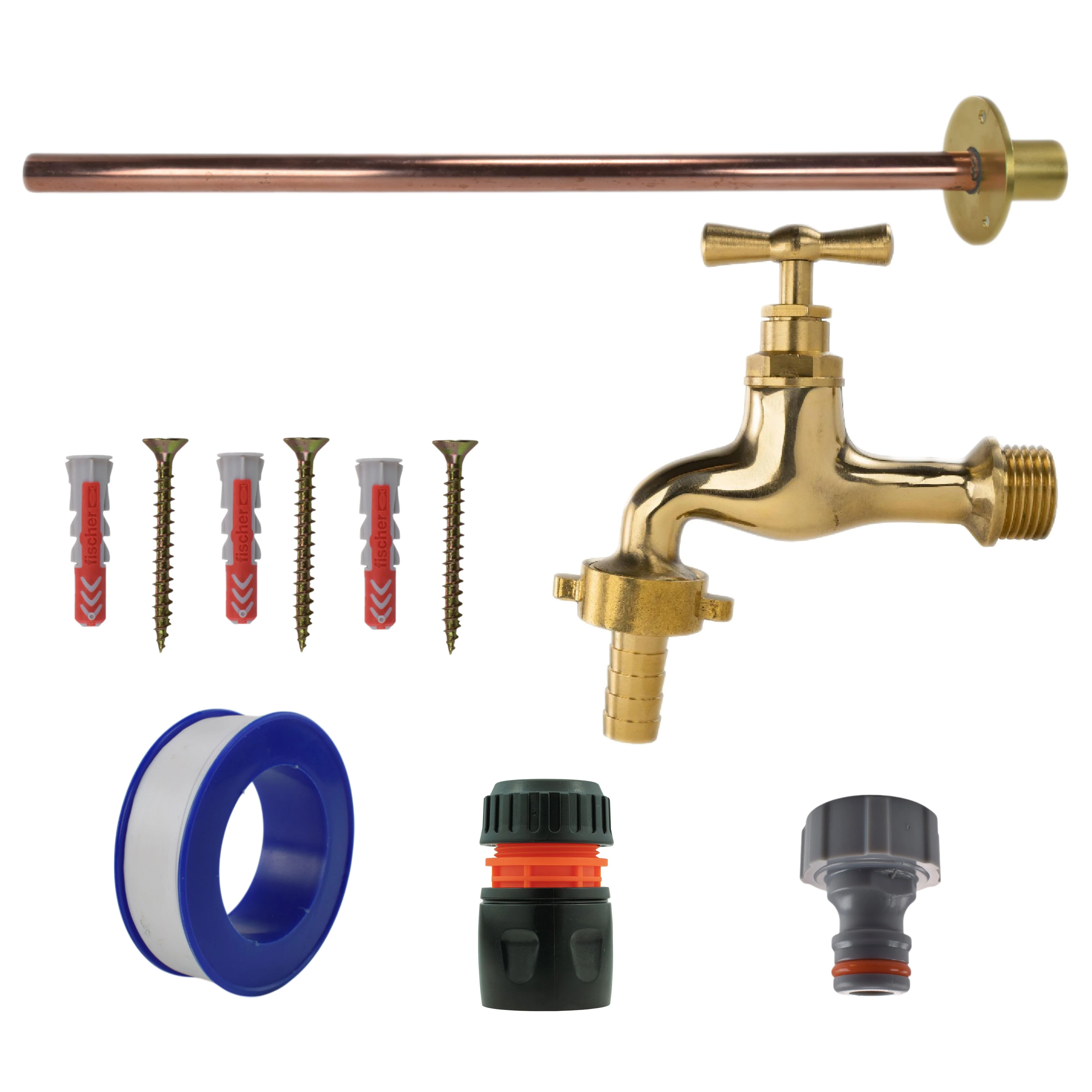 Polished Brass 13mm Barb Tap BASIC Connection Kit - Image 14