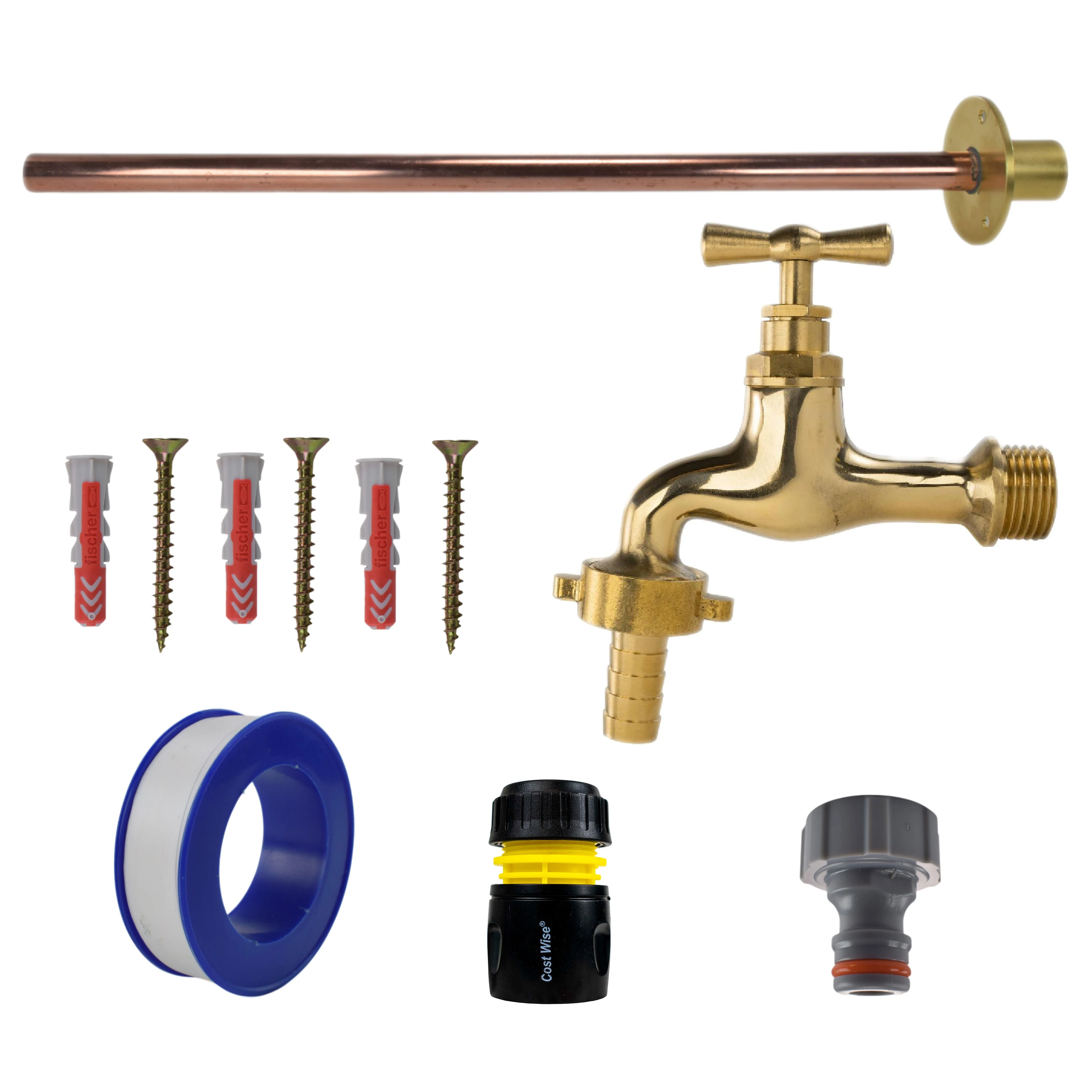 Polished Brass 13mm Barb Tap BASIC Connection Kit - Image 15