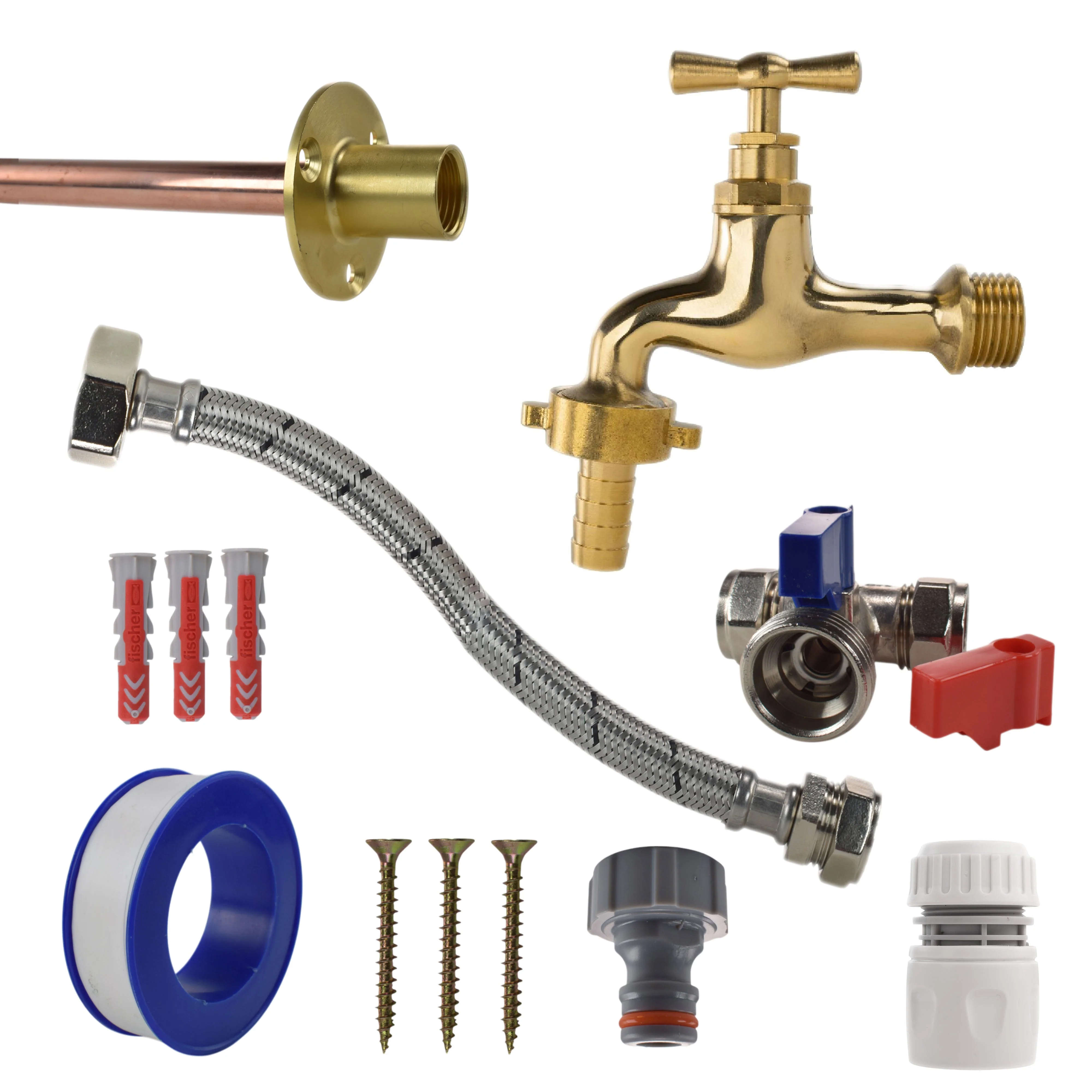 Polished Brass 13mm Barb Tap STANDARD Connection Kit - Image 10