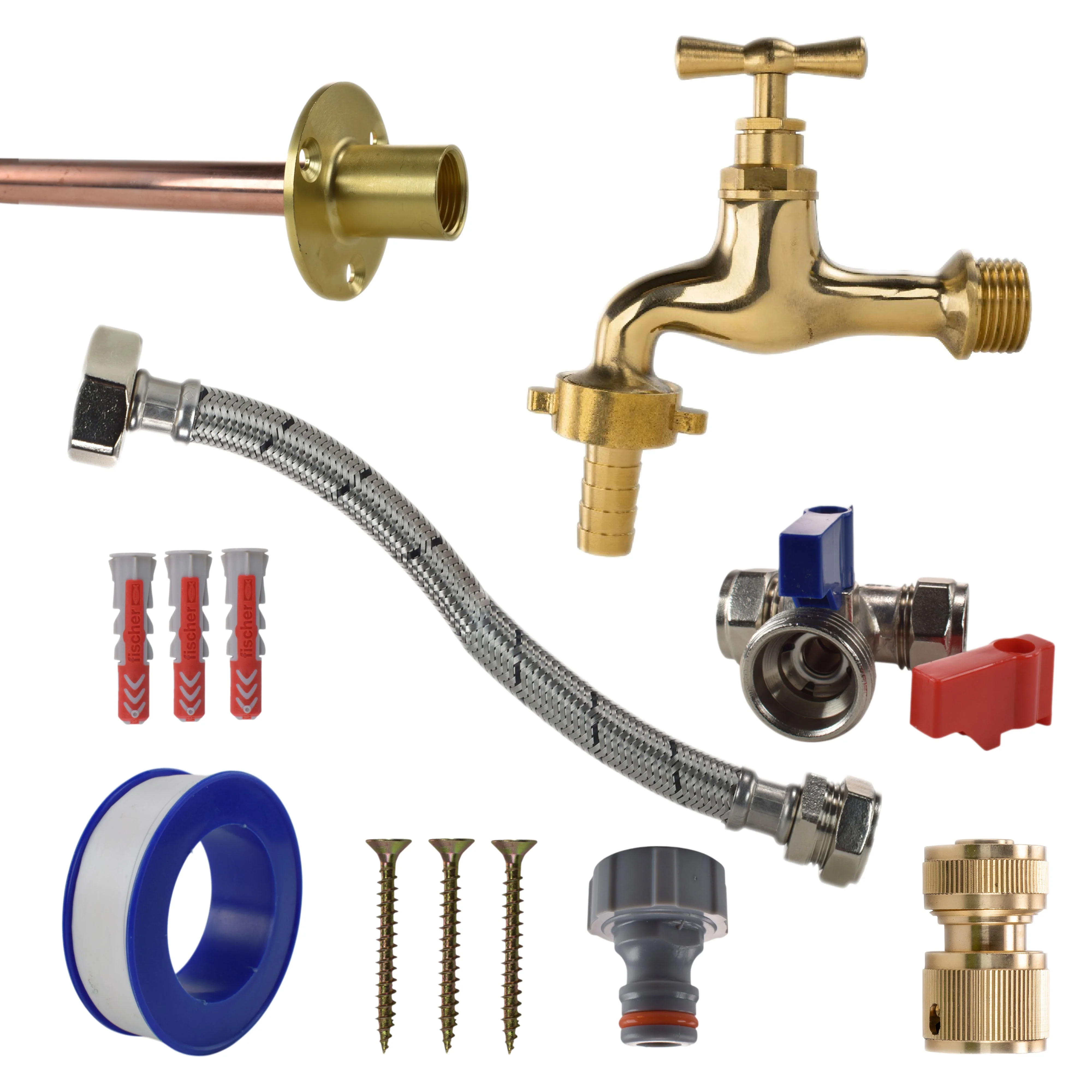 Polished Brass 13mm Barb Tap STANDARD Connection Kit - Image 11