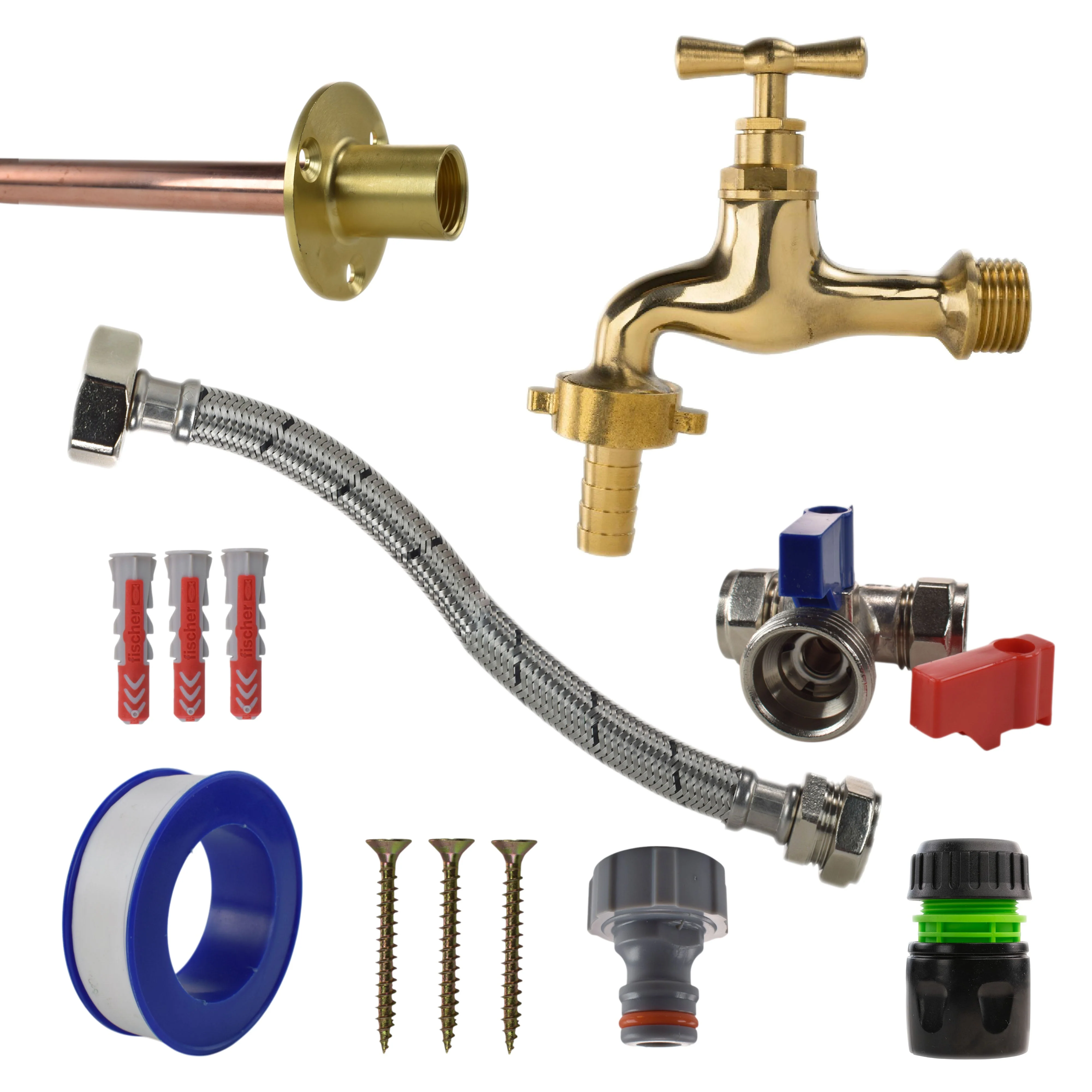 Polished Brass 13mm Barb Tap STANDARD Connection Kit - Image 12