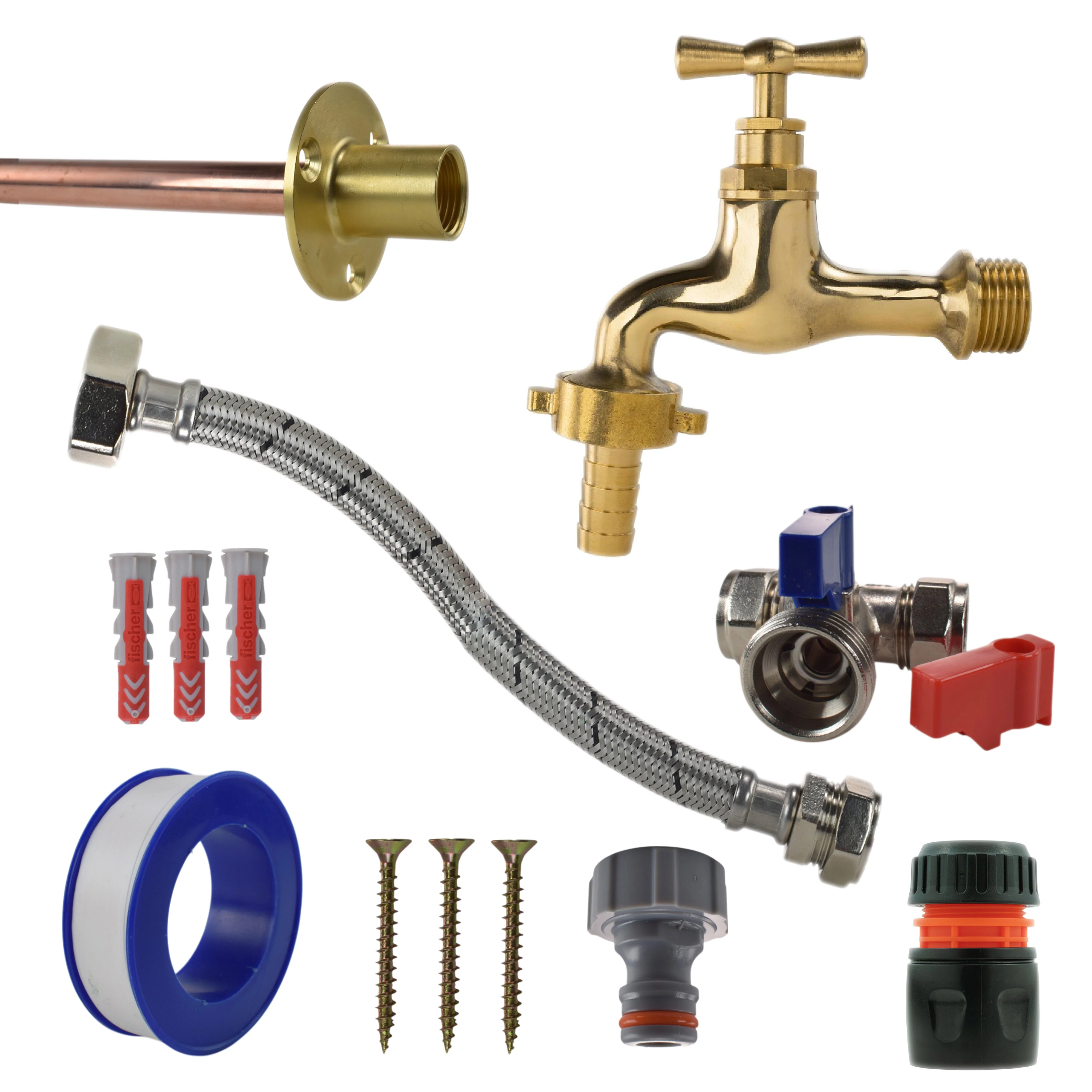 Polished Brass 13mm Barb Tap STANDARD Connection Kit - Image 13