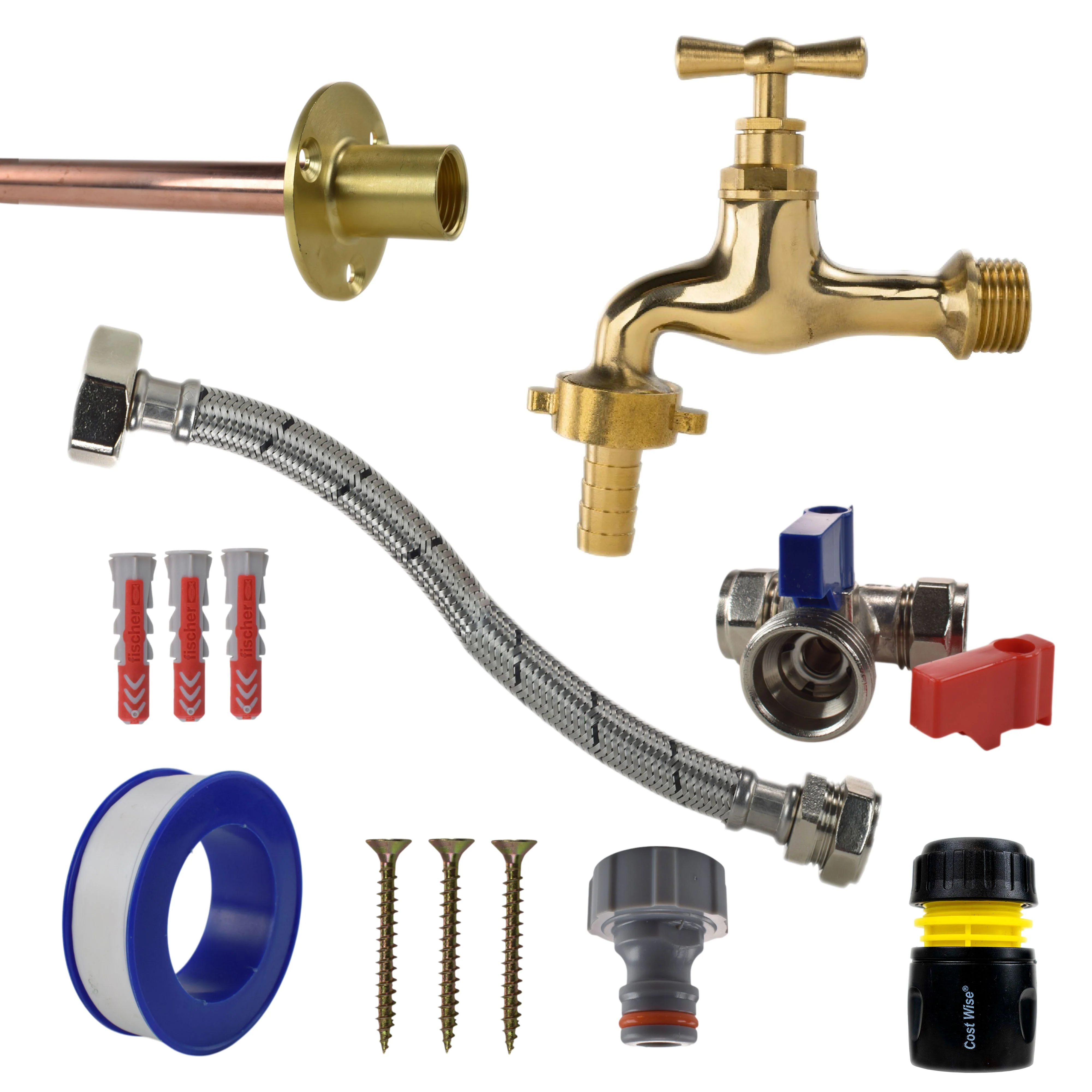 Polished Brass 13mm Barb Tap STANDARD Connection Kit - Image 14