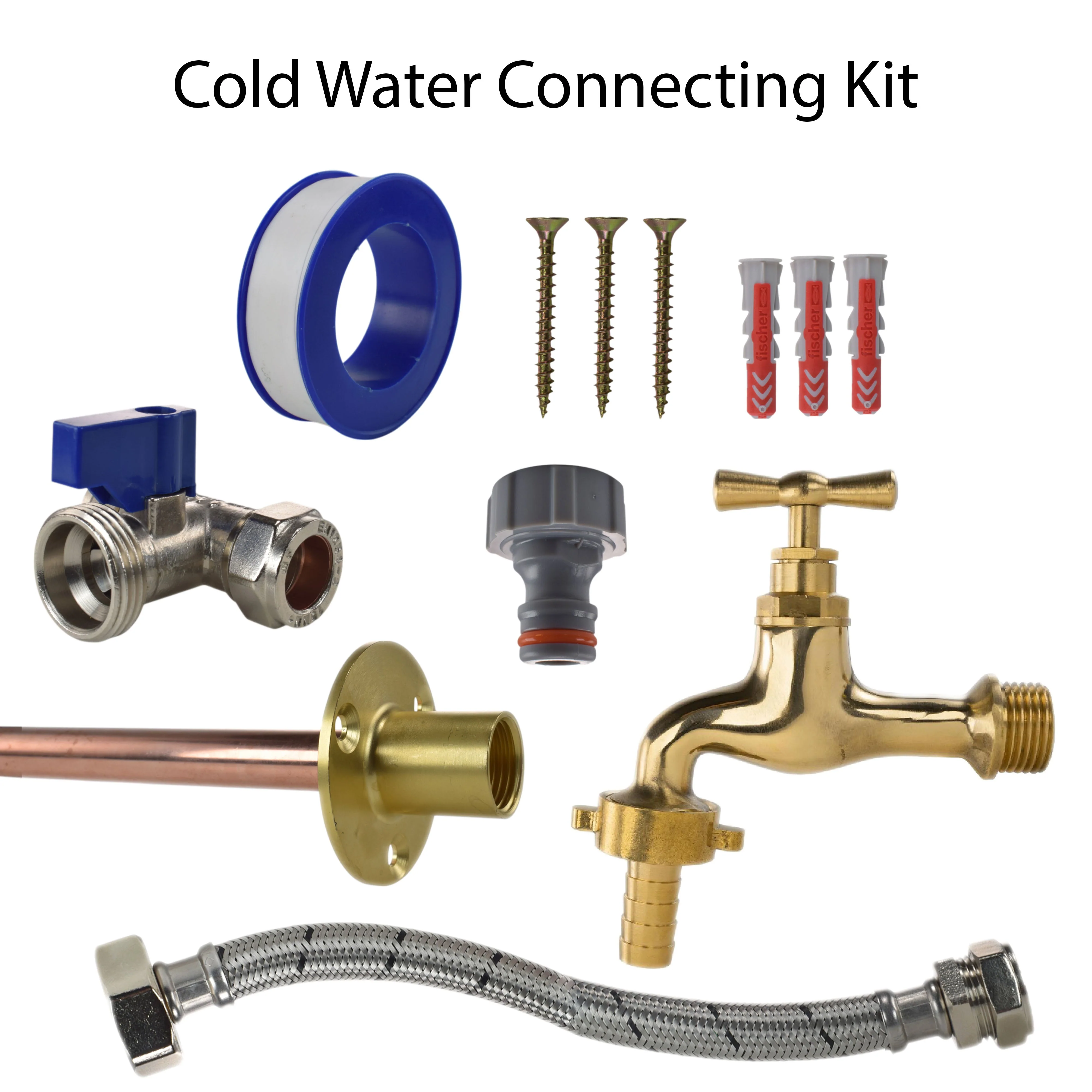 Polished Brass 13mm Barb Tap STANDARD Connection Kit - Image 5