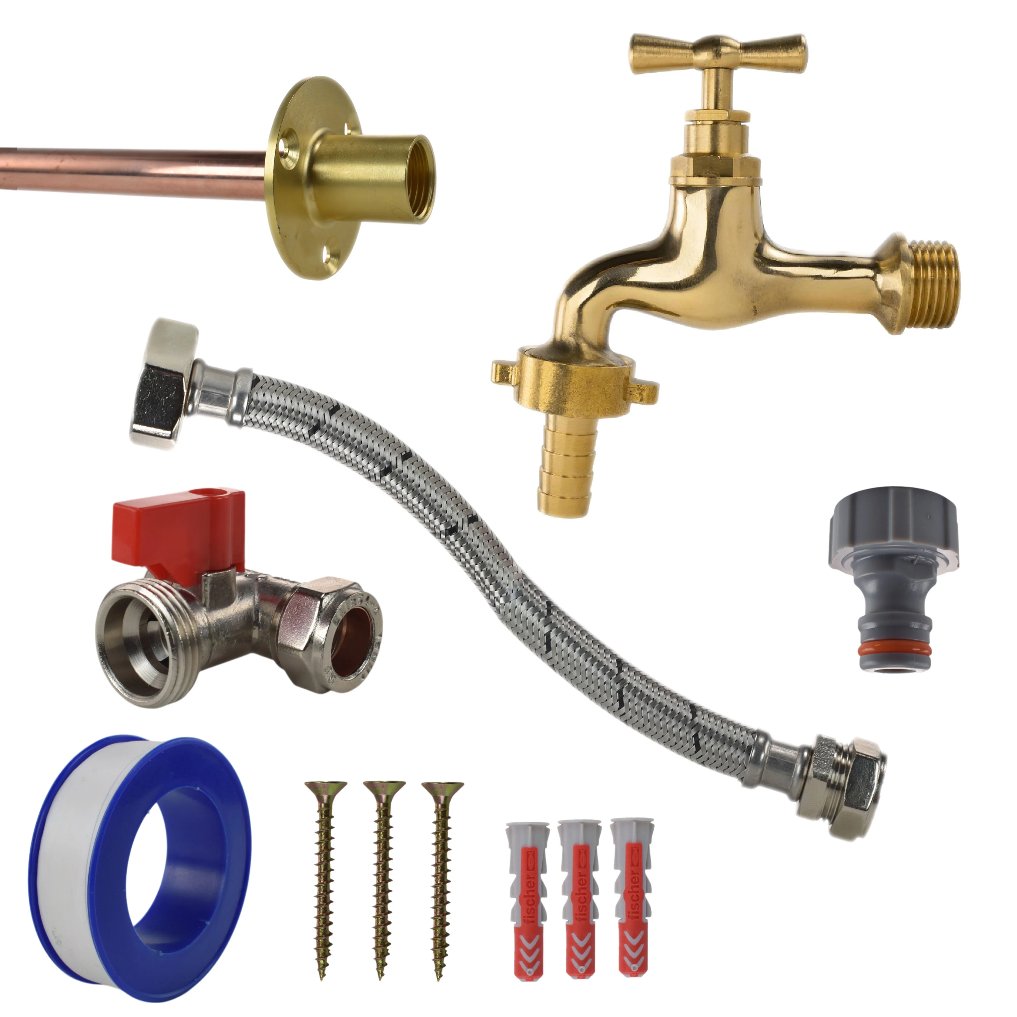 Polished Brass 13mm Barb Tap STANDARD Connection Kit - Image 6