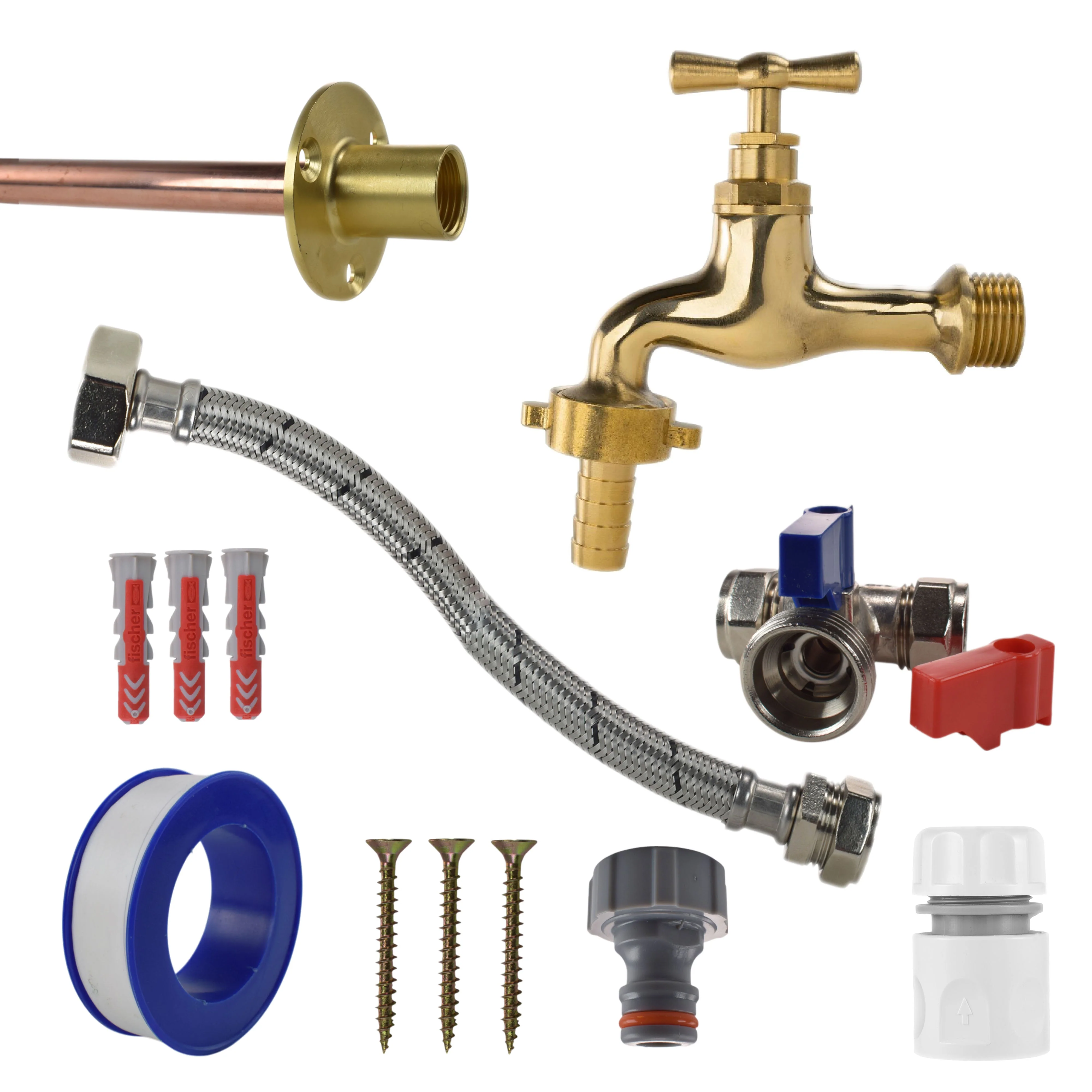 Polished Brass 13mm Barb Tap STANDARD Connection Kit - Image 7