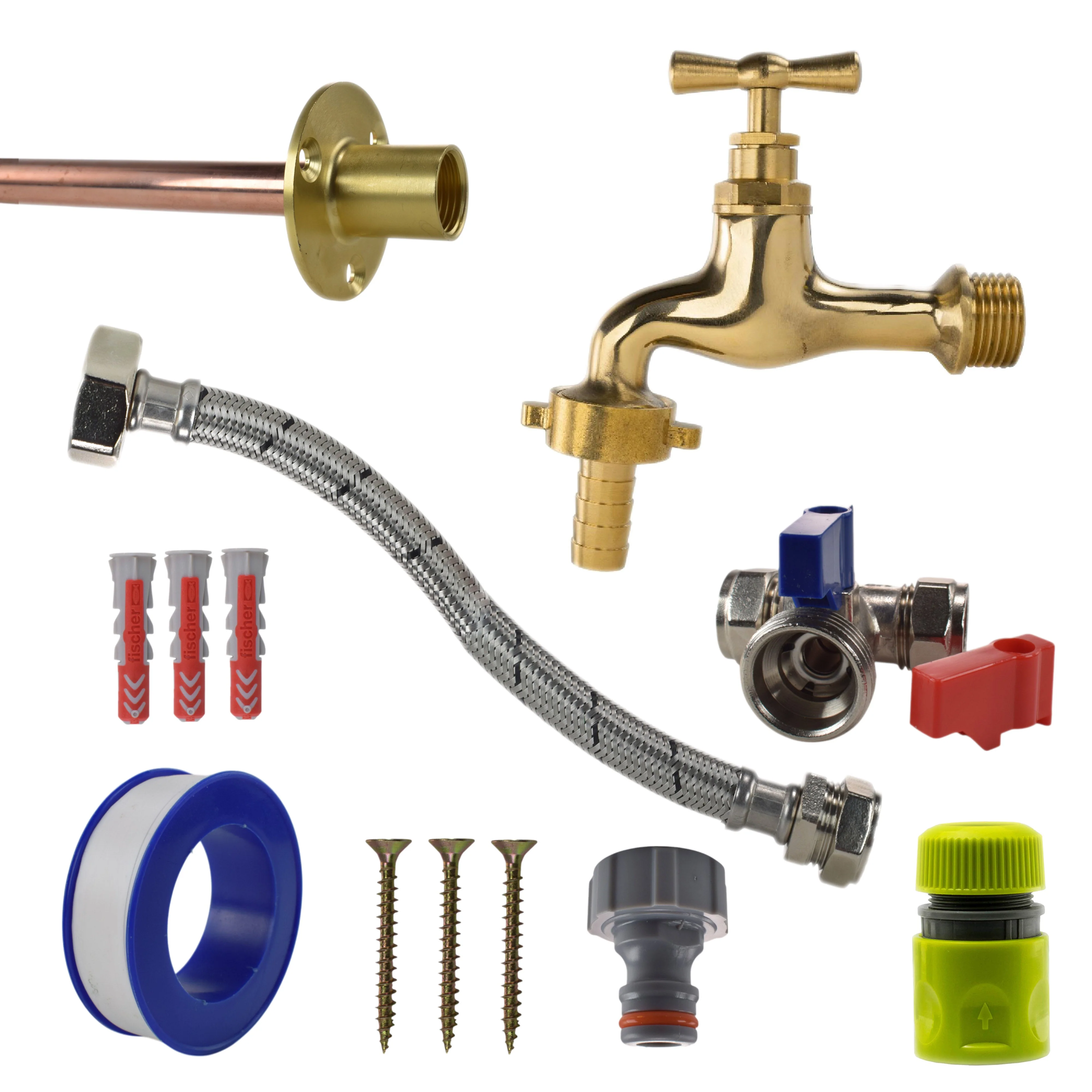 Polished Brass 13mm Barb Tap STANDARD Connection Kit - Image 8