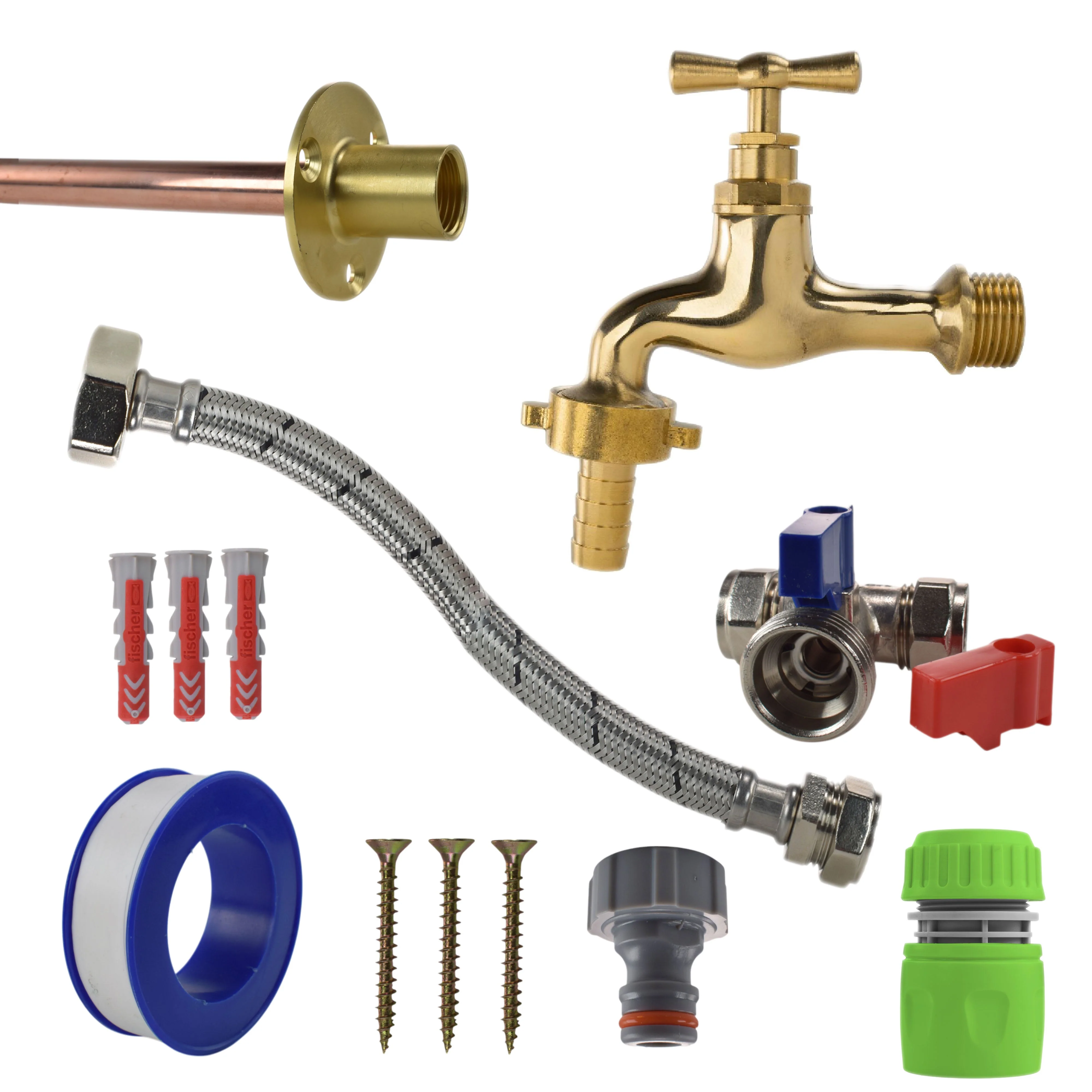 Polished Brass 13mm Barb Tap STANDARD Connection Kit - Image 9