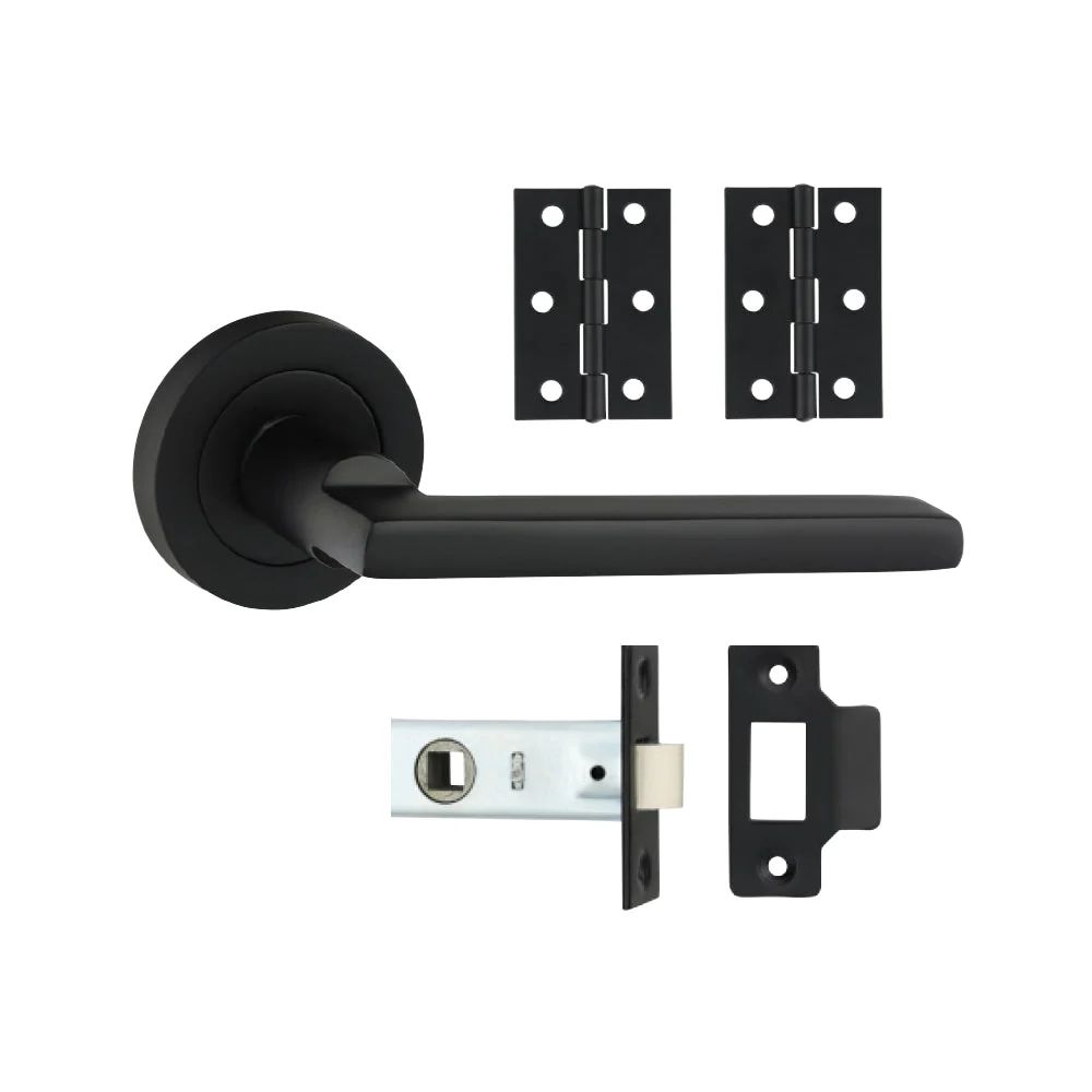Radmore Lever on Rose Door Pack – Matt Black (Door Handle / Hinges / Latch)