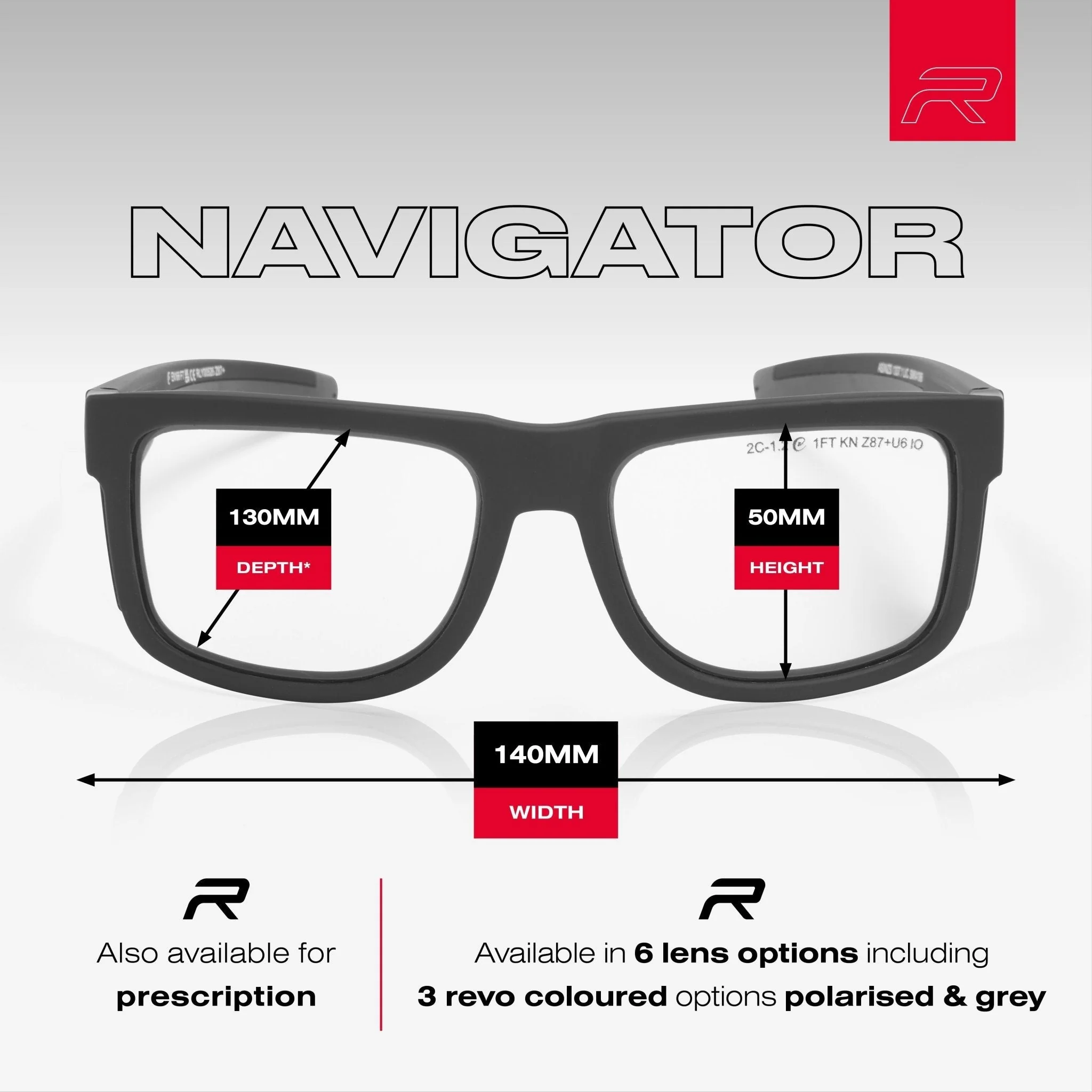 RILEY Navigator Anti-Scratch Safety Fashion Glasses – Clear Lens - Image 7