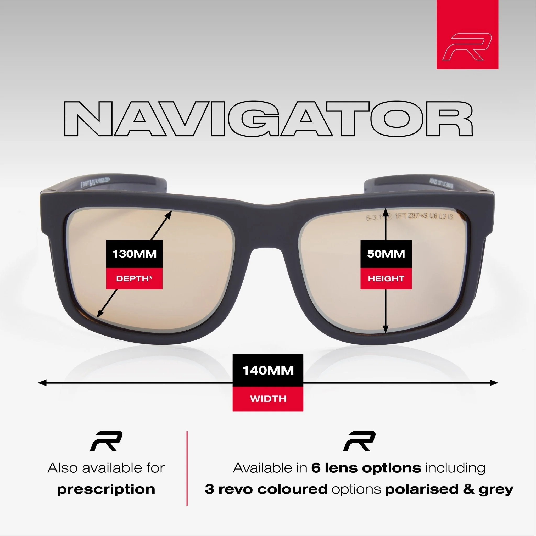Riley Navigator – Antique Mirror Revo Safety Sunglasses, Anti-Scratch/Anti-Fog - Image 7