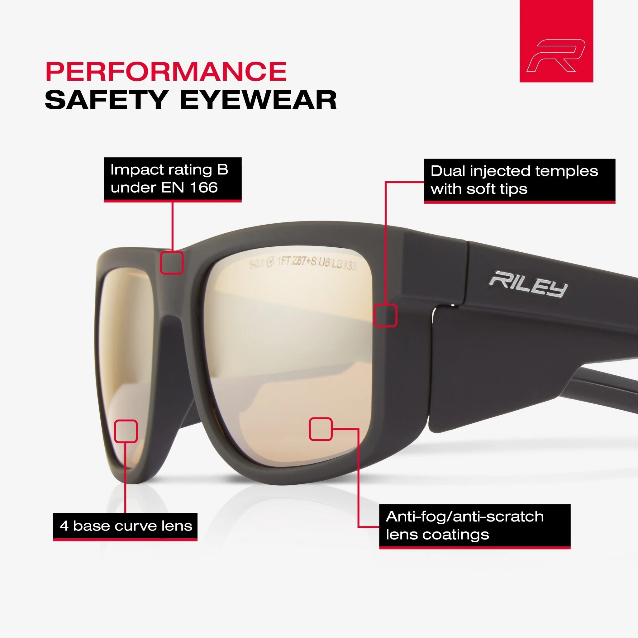 Riley Navigator – Antique Mirror Revo Safety Sunglasses, Anti-Scratch/Anti-Fog - Image 8