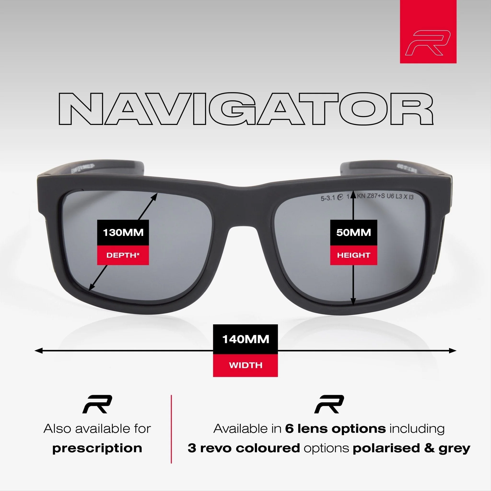 RILEY Navigator Anti-Scratch Safety Sunglasses with Grey Lens - Image 3