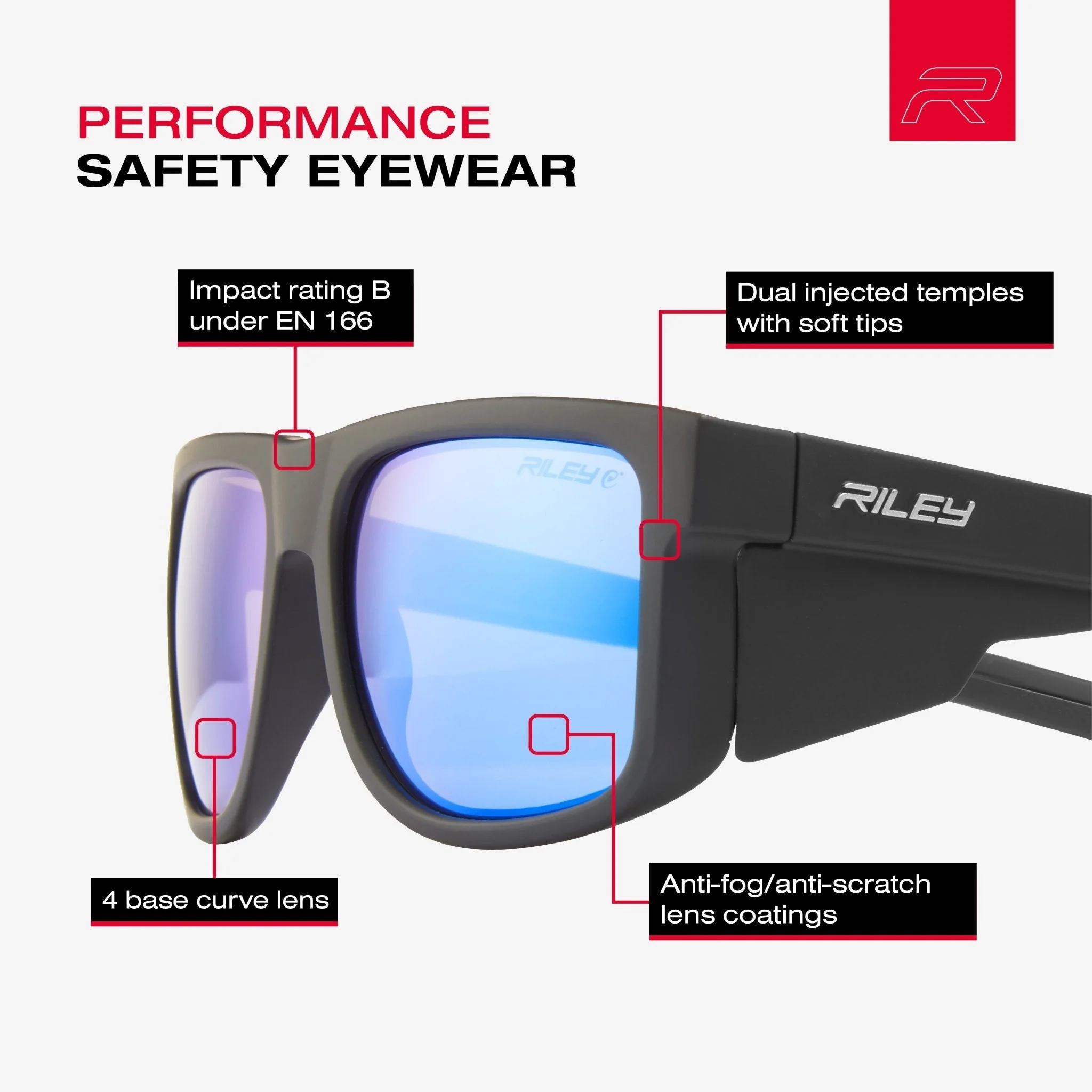 Riley Navigator Twinpack – Blue Mirror Safety Glasses + Blue Mirror Sunglasses - Image 7