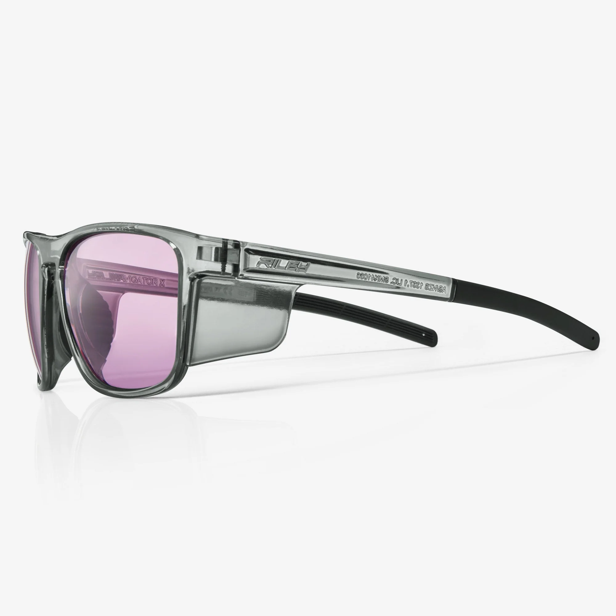 Riley Navigator X – Smoked Frame Safety Sunglasses (HD Lens, Anti-Fog)