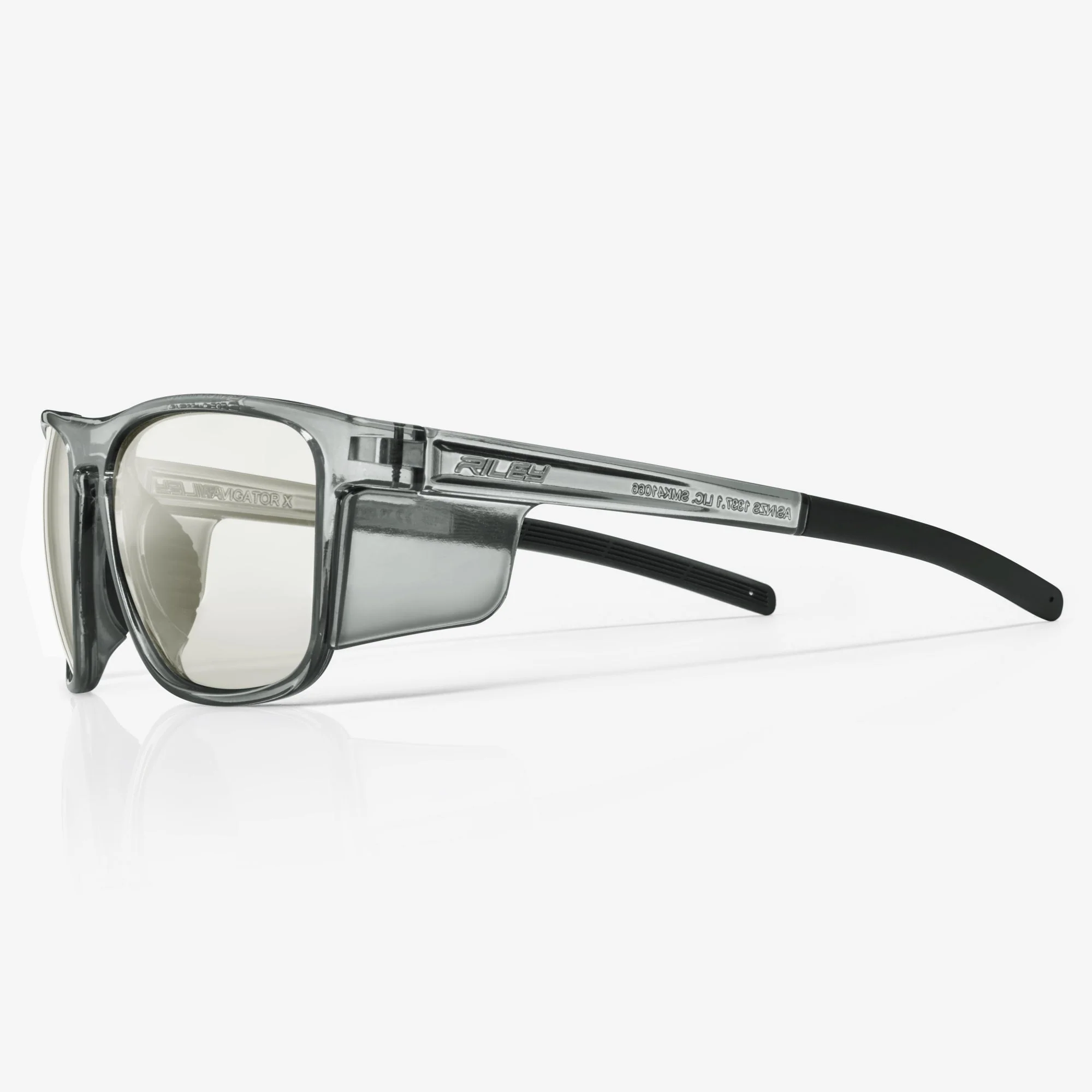 Riley Navigator X Safety Sunglasses – LED Lens, Smoked Frame, Anti-Fog/Anti-Scratch
