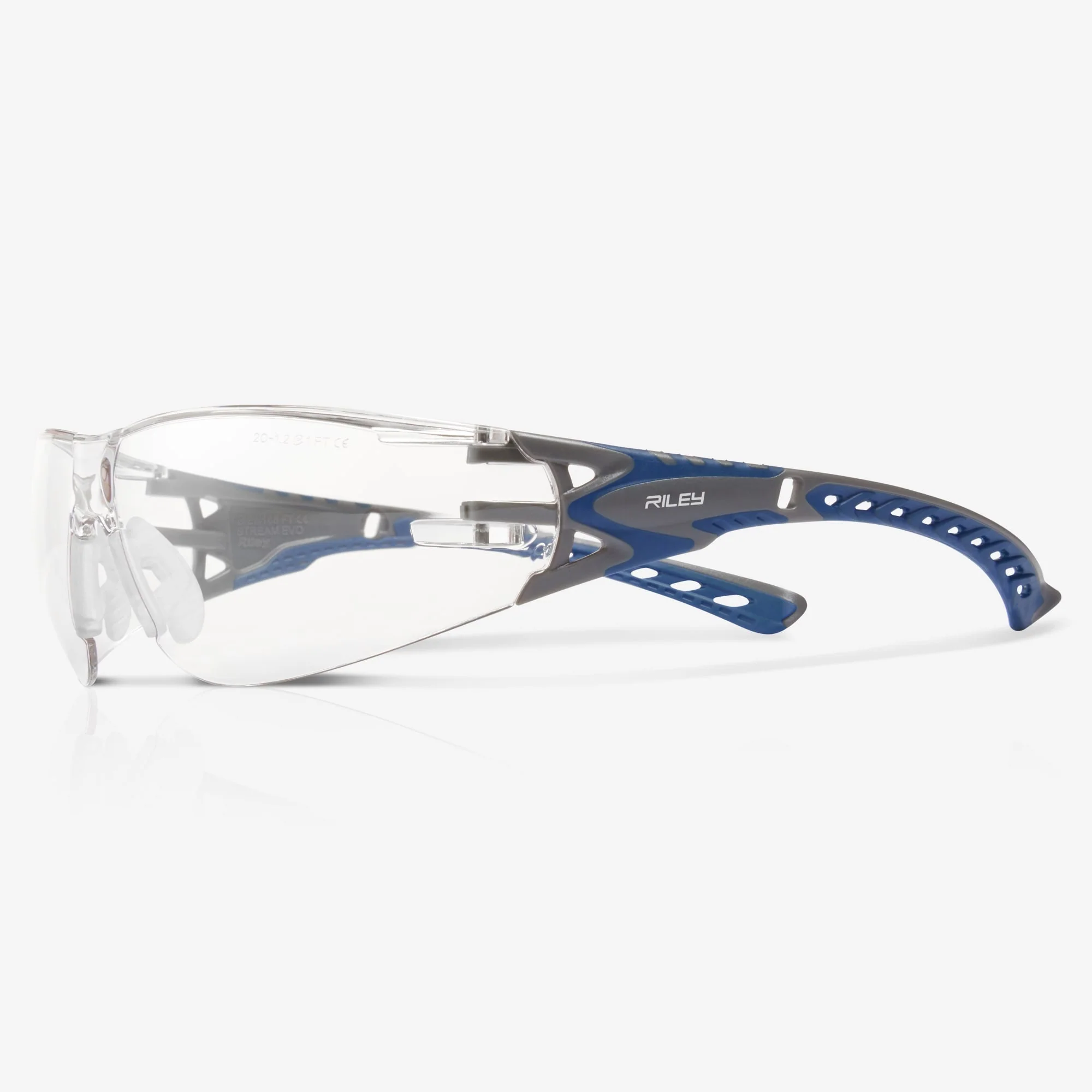 Riley Stream Evo Eco Safety Glasses – Clear Lens, Anti-Fog, Wrap-Around, Metal-Free