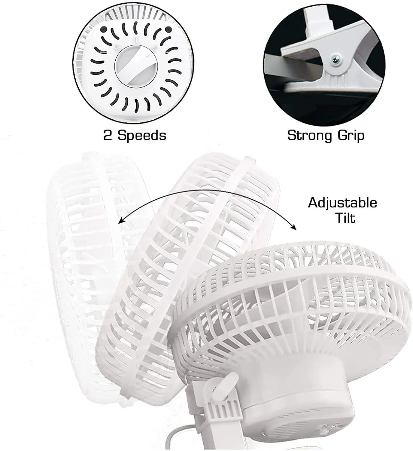 Senelux 6" Clip On Desk Fan- Home Cooling from a Portable, Cool Clip Fan; Clip on Desk Fan - Image 4