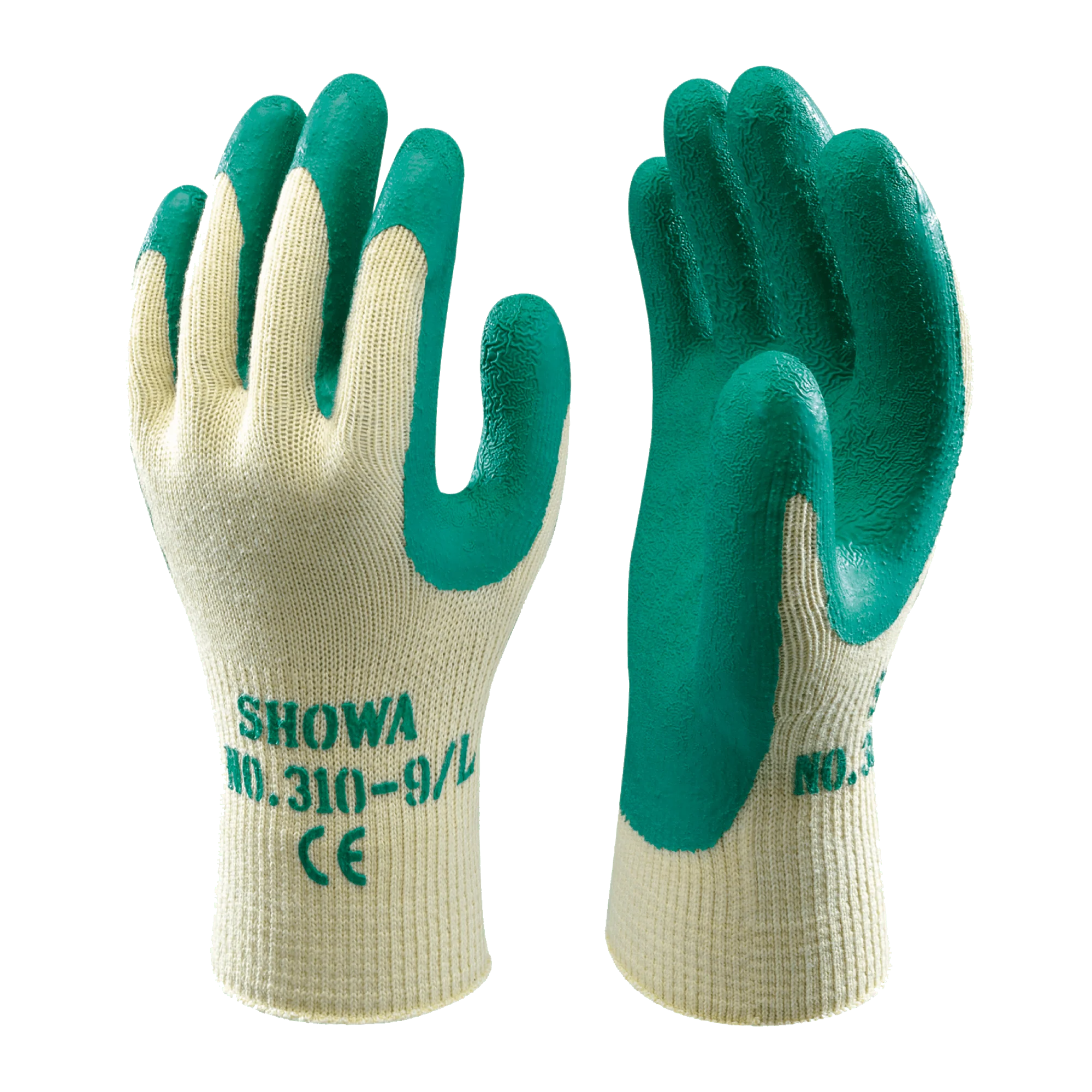 SHOWA 310 Builders Safety Work Gloves with Textured Grip in Green (PACK of 10 PAIRS) - Image 2