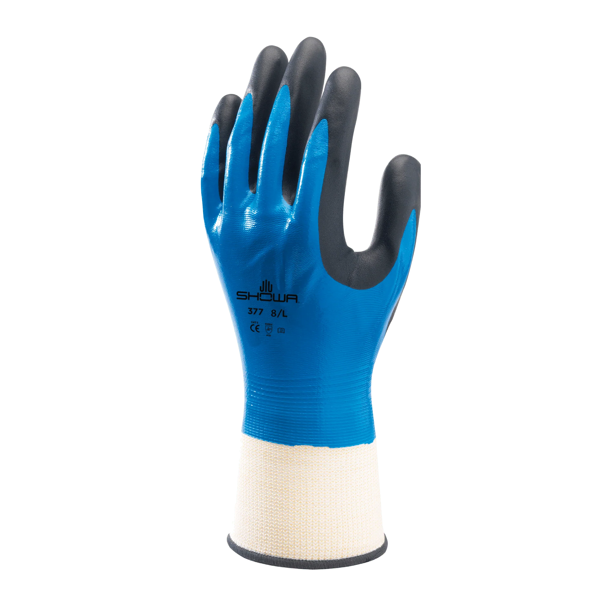 SHOWA 377 Waterproof Impermeable Fully Coated Work Gloves with Nitrile Grip (PACK of 10 PAIRS) - Image 4