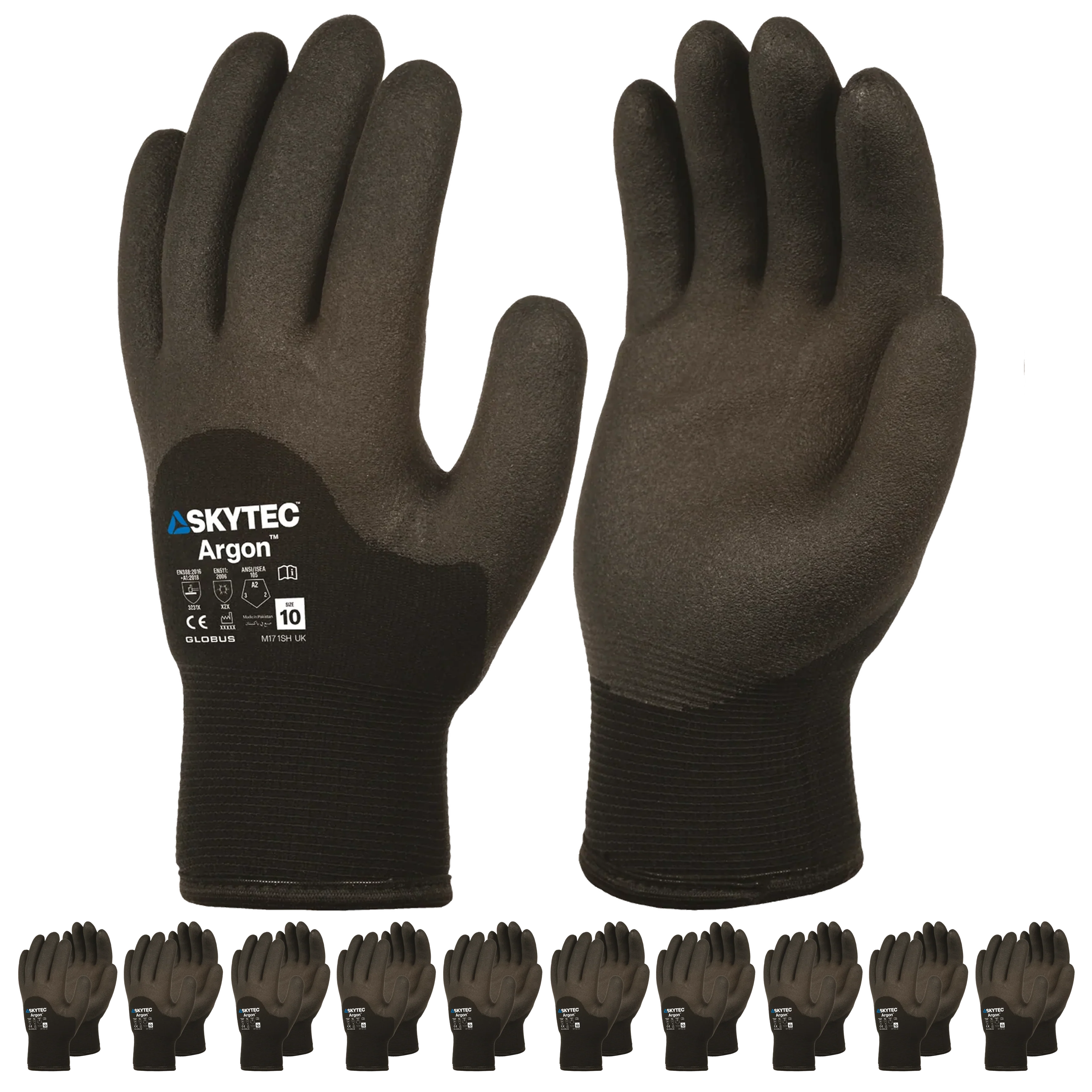 SKYTEC Argon Fleece Lined Thermal Insulated Water Repellent Work Gloves (PACK of 10 PAIRS)