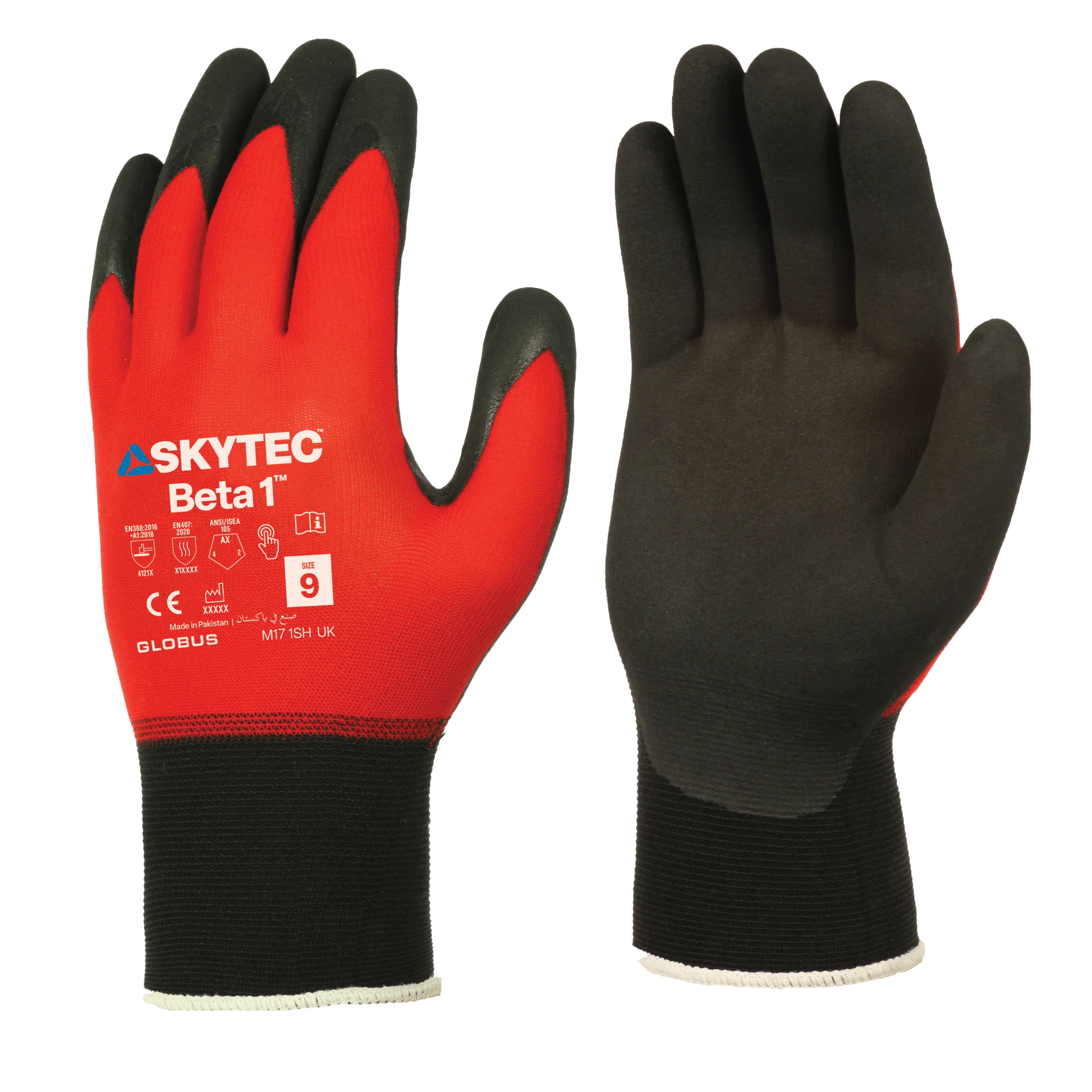 SKYTEC Beta 1 Tricolore Flexible Lightweight Low Cut Protection Red Safety Work Gloves with Grip Palm (PACK of 10 PAIRS) - Image 5