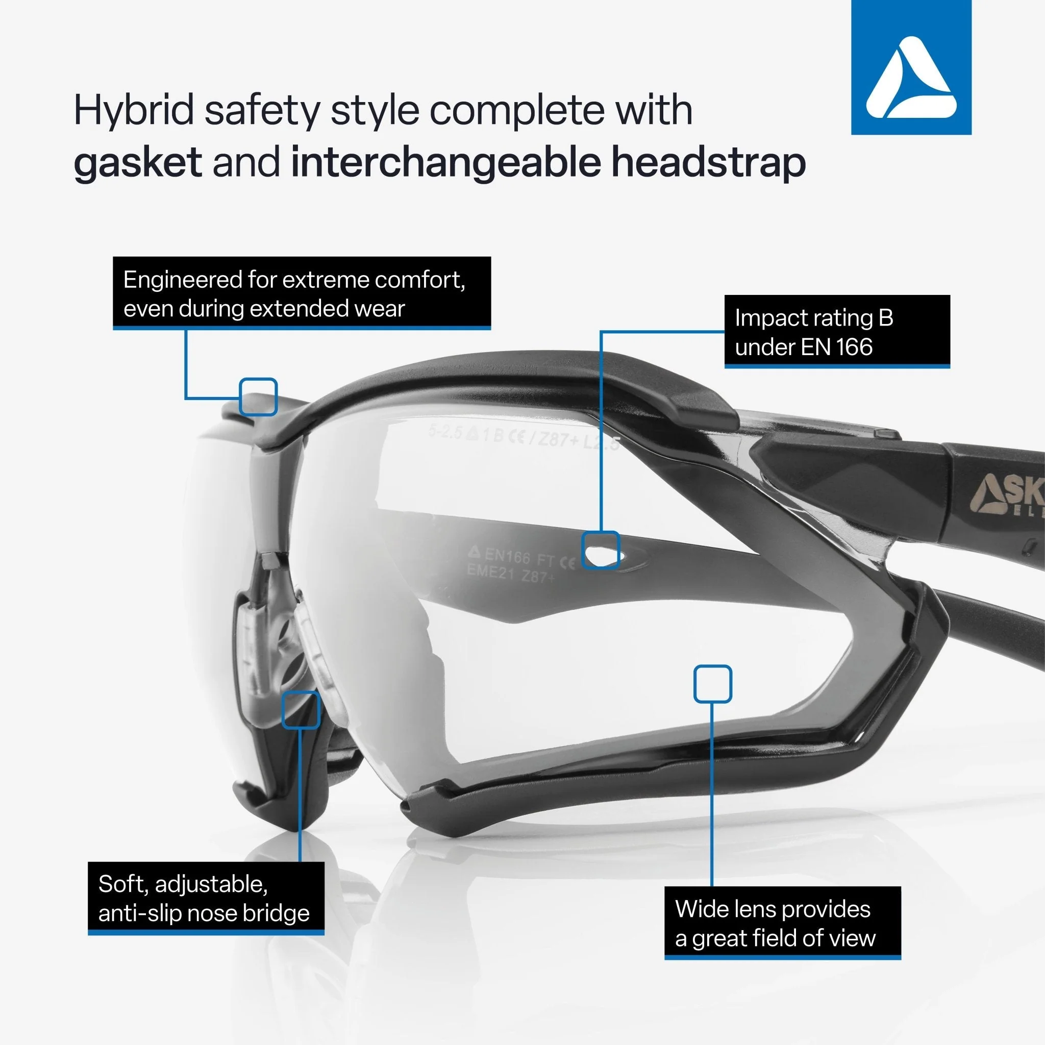 SKYTEC ELEMENTS EME21 Anti Scratch Anti Fog Sports Style Spoggles Safety Glasses & Protective Goggles Combination with Clear Lens - Image 2