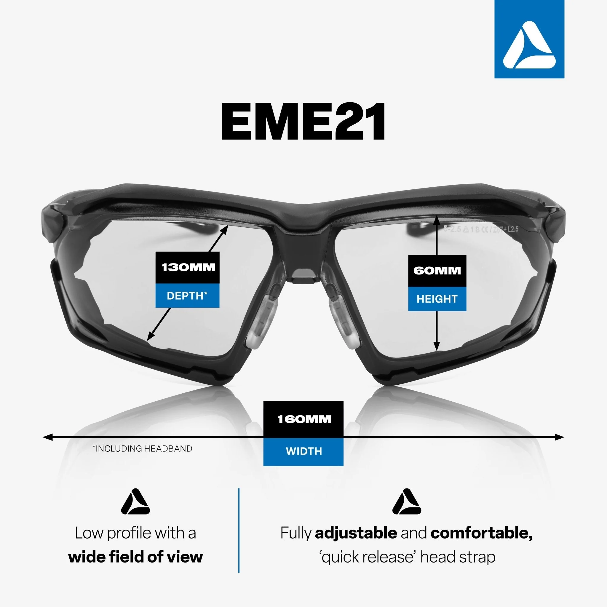 SKYTEC ELEMENTS EME21 Anti Scratch Anti Fog Sports Style Spoggles Safety Glasses & Protective Goggles Combination with Clear Lens - Image 3