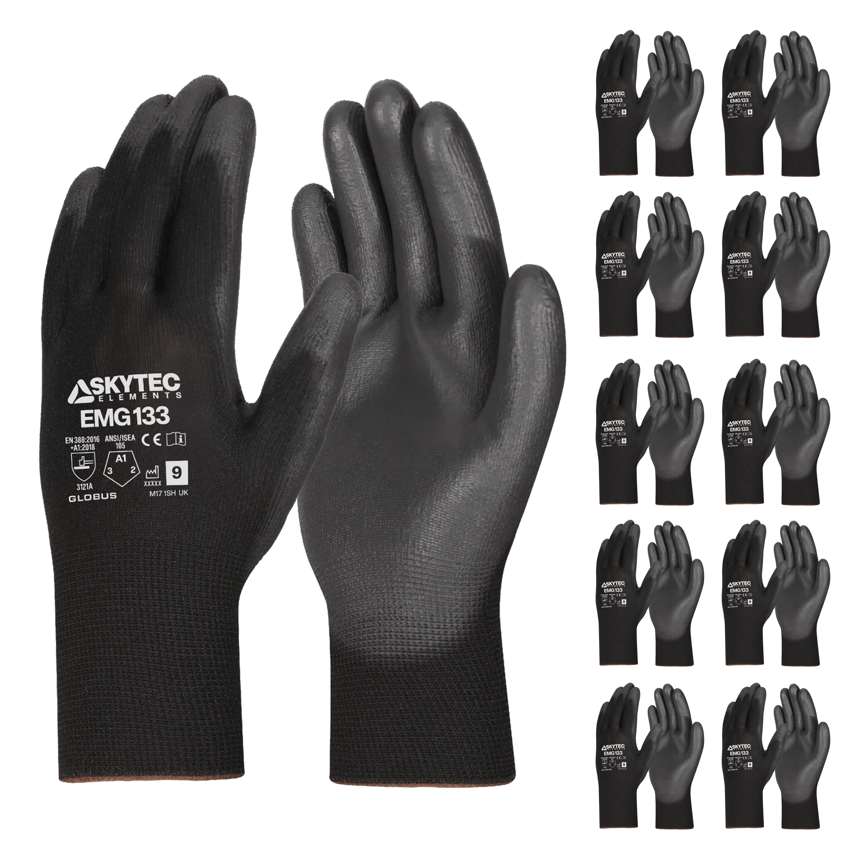 SKYTEC ELEMENTS EMG133 Black Multi Purpose PU Palm Coated Work Gloves (PACK of 120 PAIRS) - Image 2